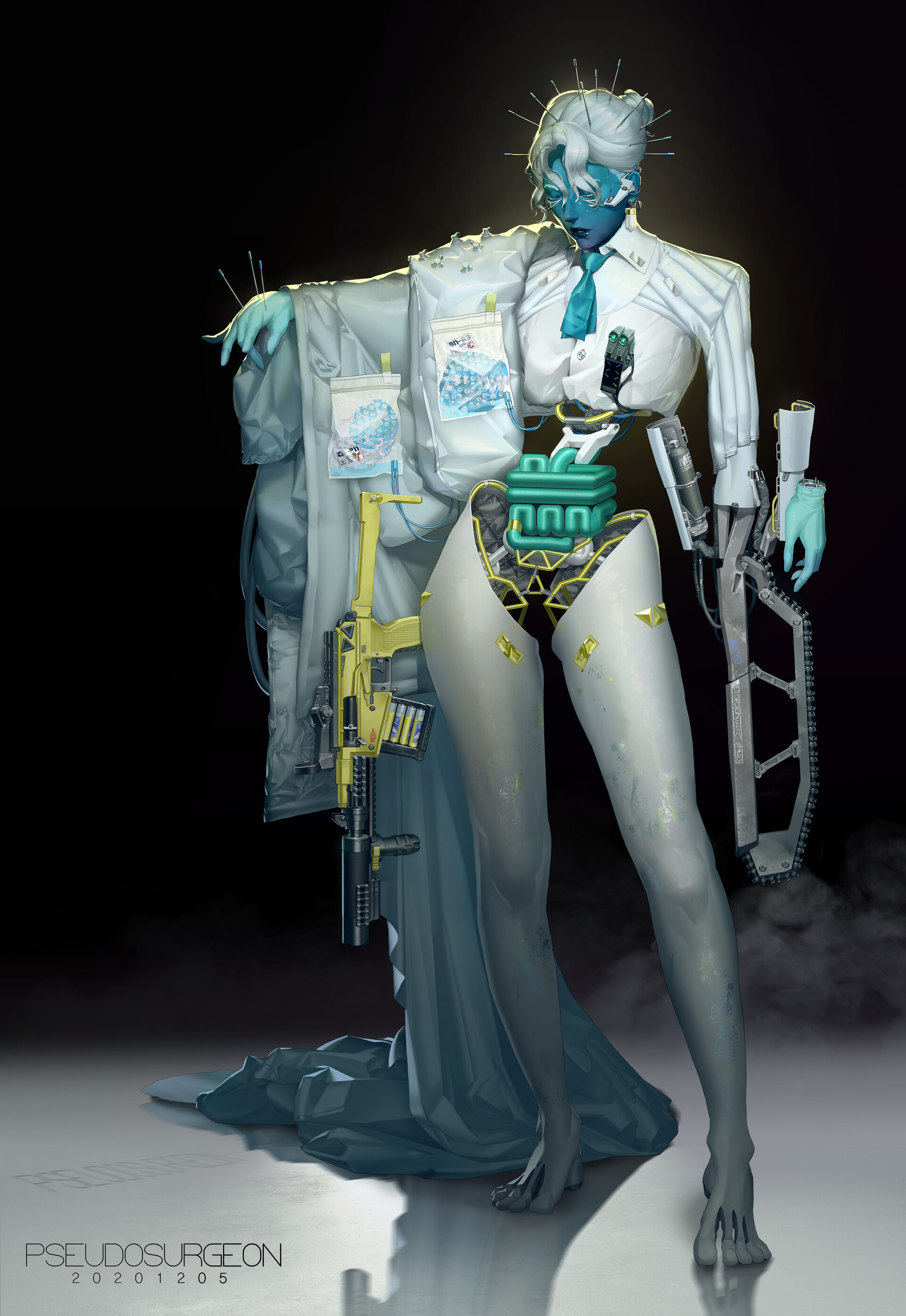 Park Jin Kwang Women Machine Cyborg Simple Background Black Background Digital Art Science Fiction W 1920x2789