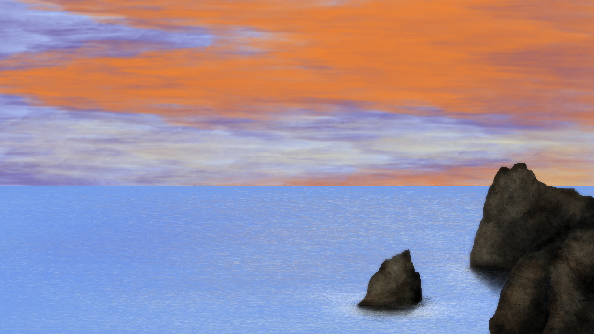 Digital Painting Digital Art Nature Shoreline Cliffside 1920x1080