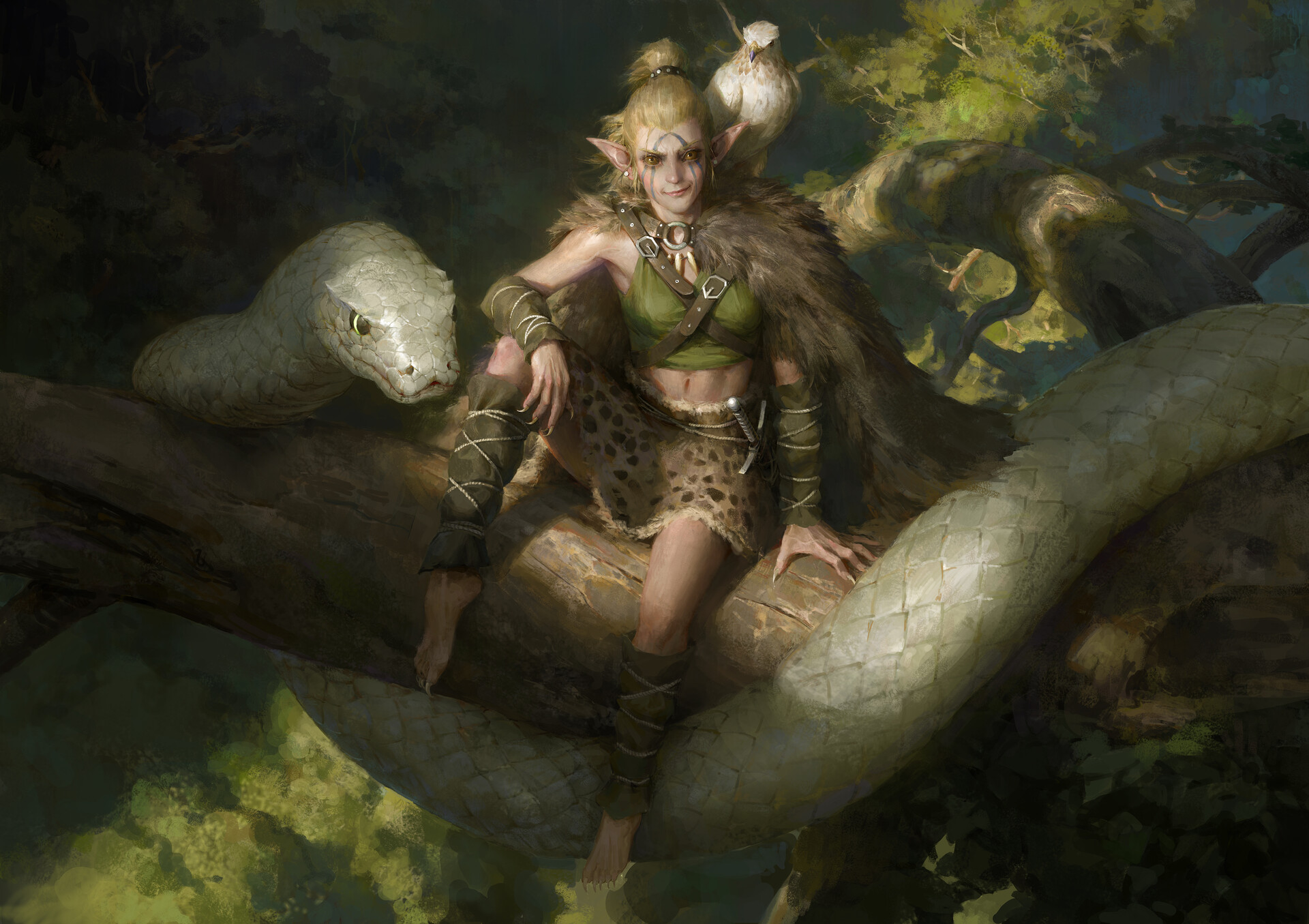 Snake Woman Girl Blonde Elf 1920x1355