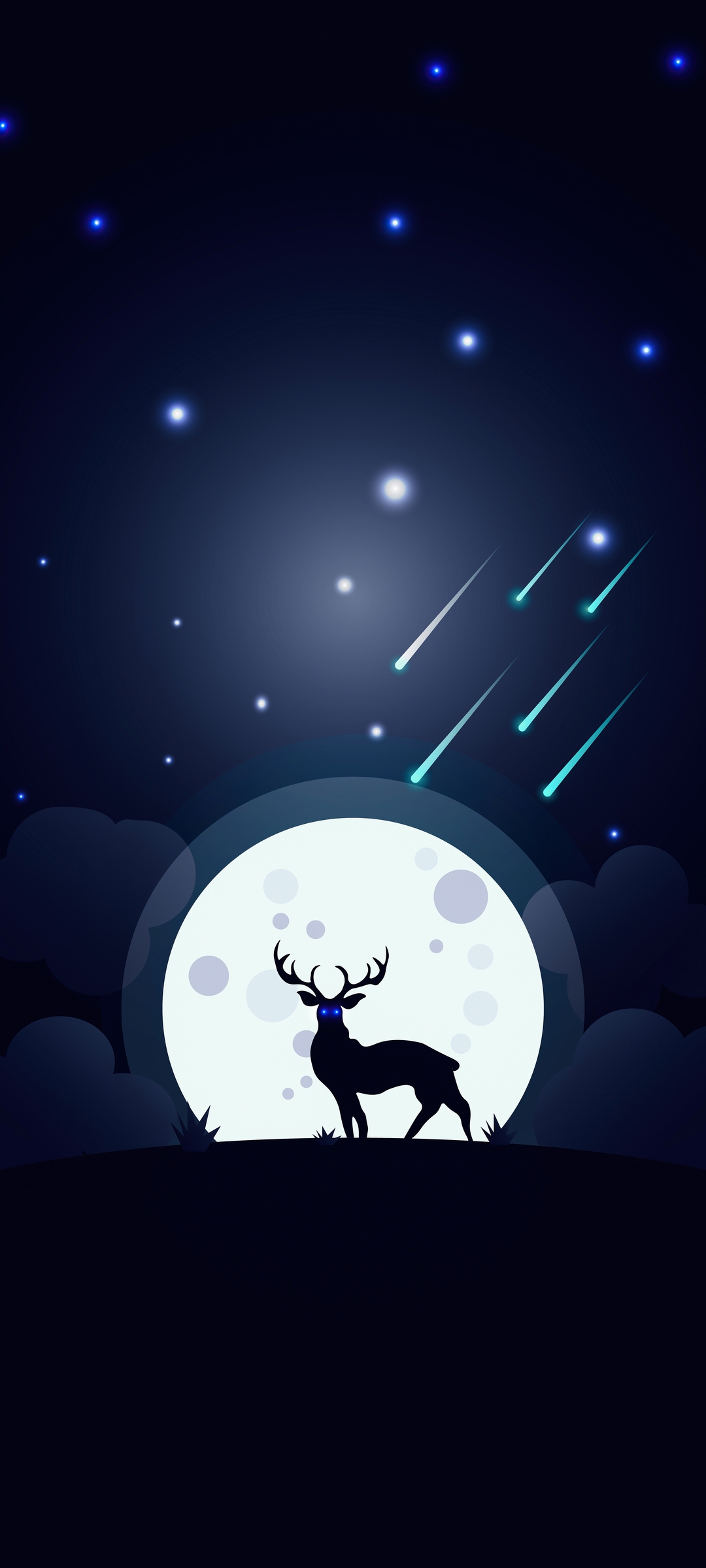 Reindeer Blue Background Glowing 1080x2400