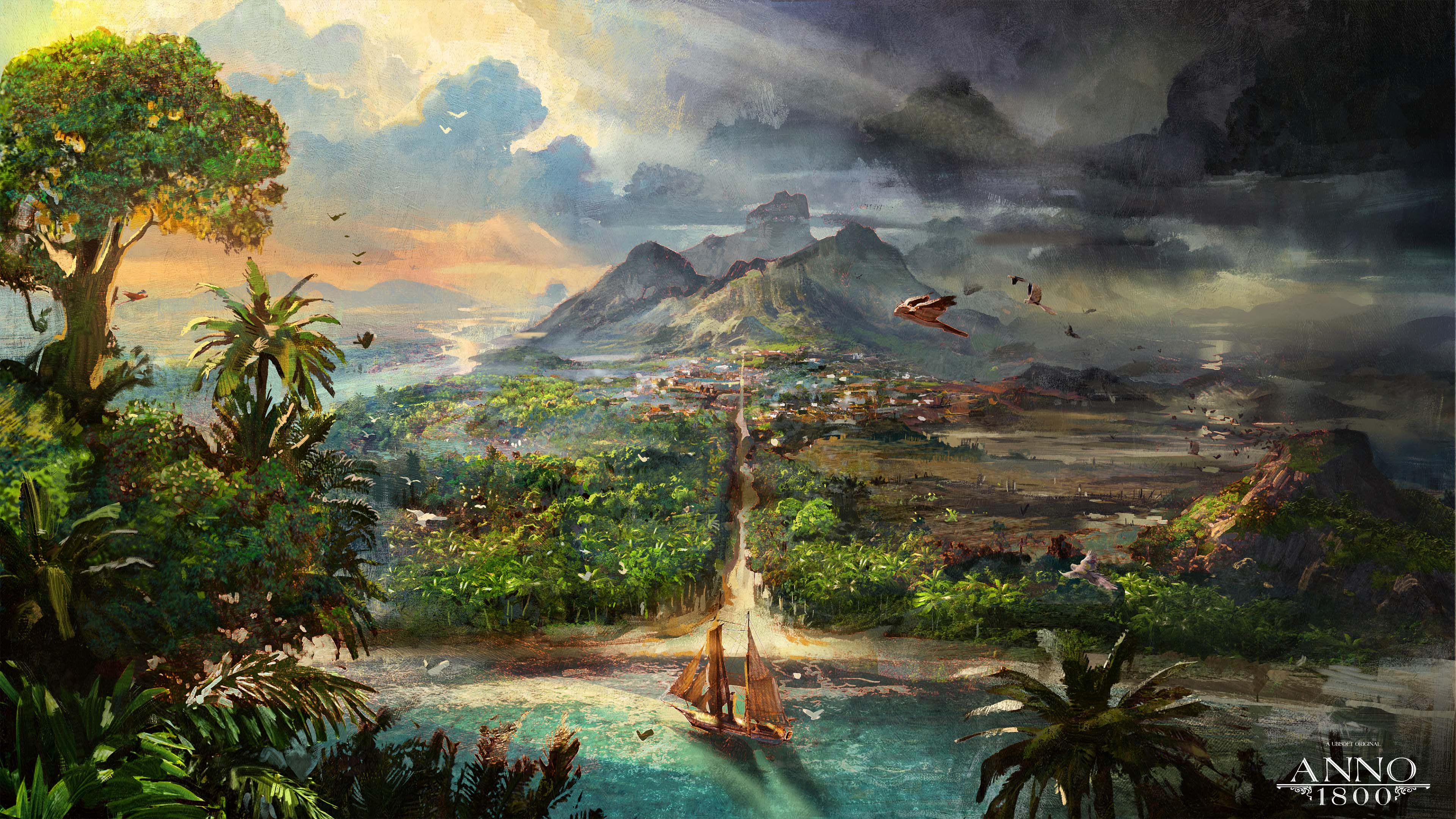 Anno 1800 1800s Digital Art Concept Art Artwork Ubisoft South America Tropical Forest Island Environ 3840x2160