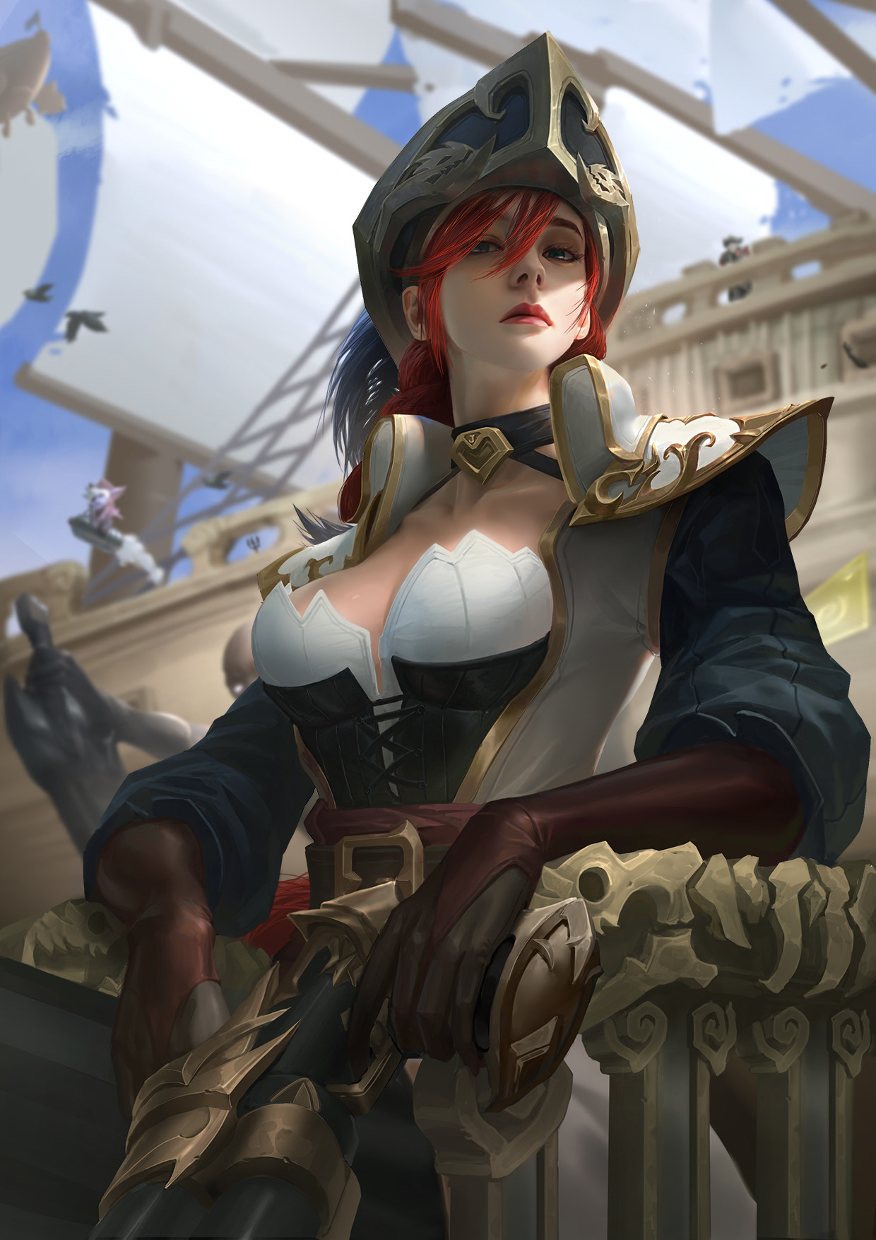 Fantasy Girl League Of Legends Pirate Hat Pirate Ship Pirates Redhead 1240x1754