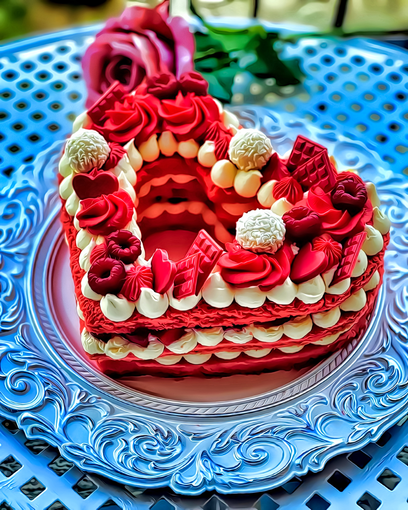 Artwork Digital Art Cream Cake Heart Figure Chocolate Chocolate Cake Colorful Fruit Illustration 1600x2000