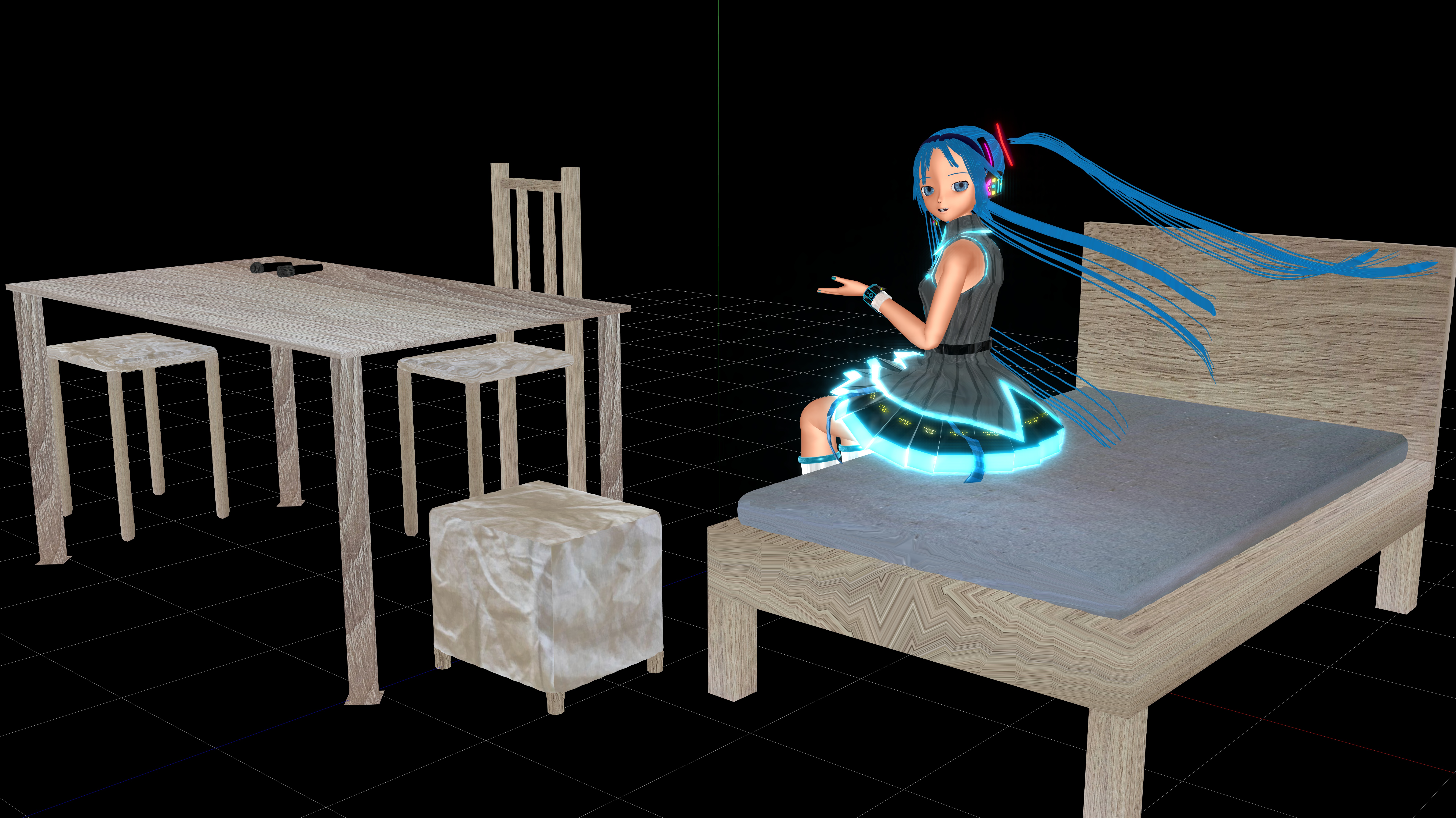 Hatsune Miku Blender 3d Table Chair 7680x4320