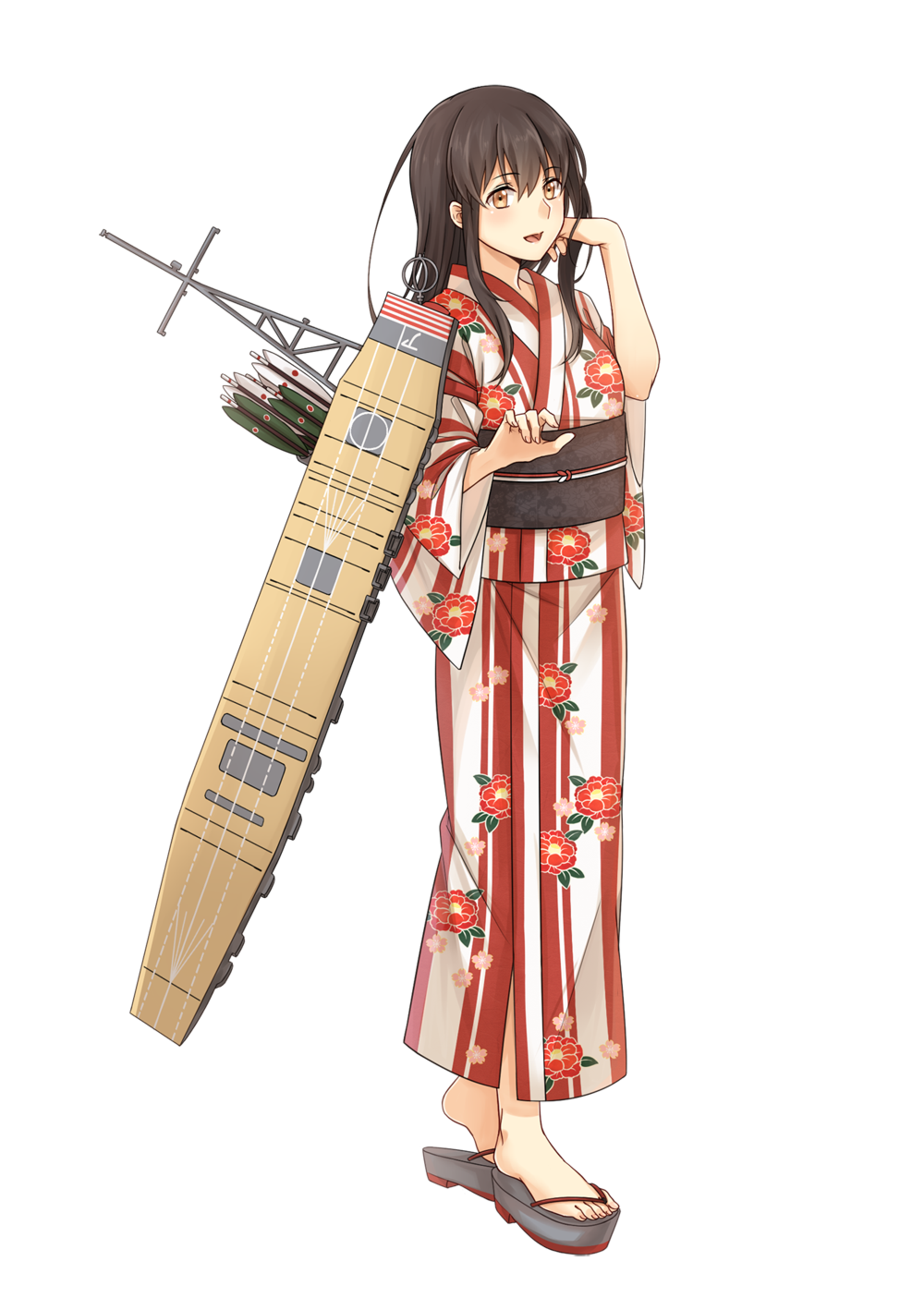 Anime Anime Girls Kantai Collection Akagi KanColle Long Hair Brunette Japanese Clothes Kimono Japane 1000x1418