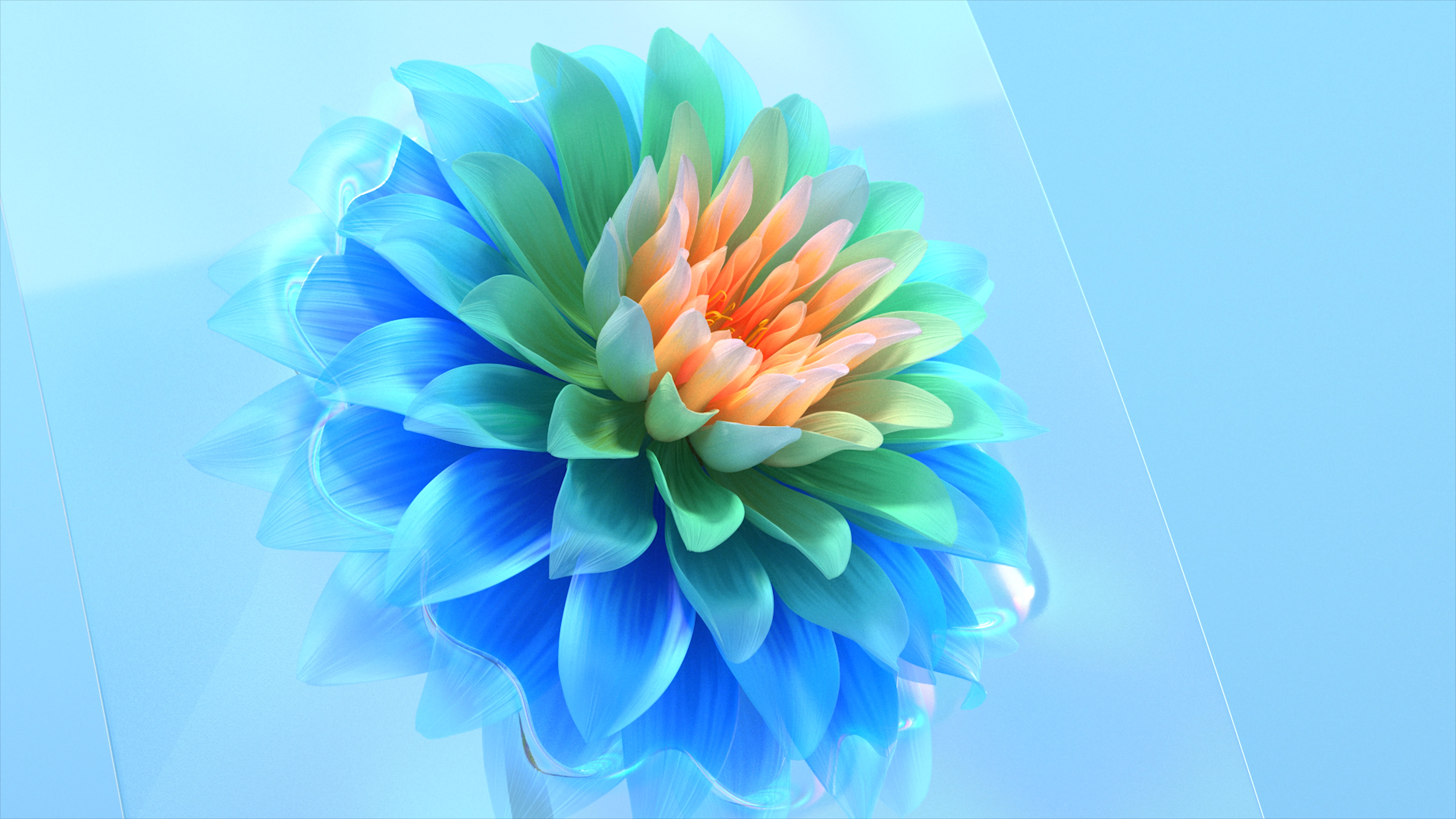 Flowers Abstract 3D Abstract Digital Digital Art Colorful Render Blooming Plants Cyan 3840x2160