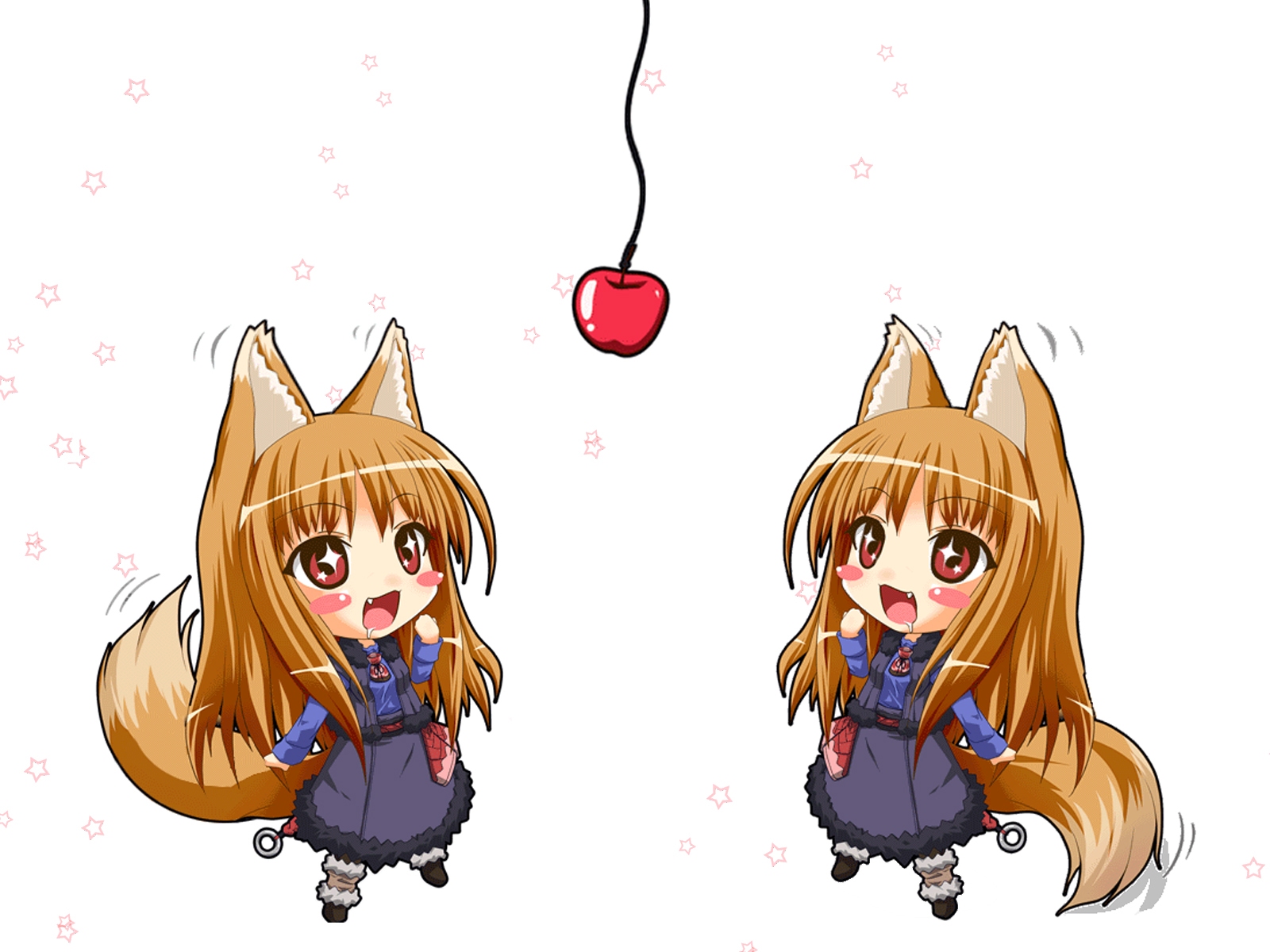 Spice And Wolf Holo Spice And Wolf Chibi Red Eyes Blonde Animal Ears Tail Wolf Girls Anime Girls App 1600x1200