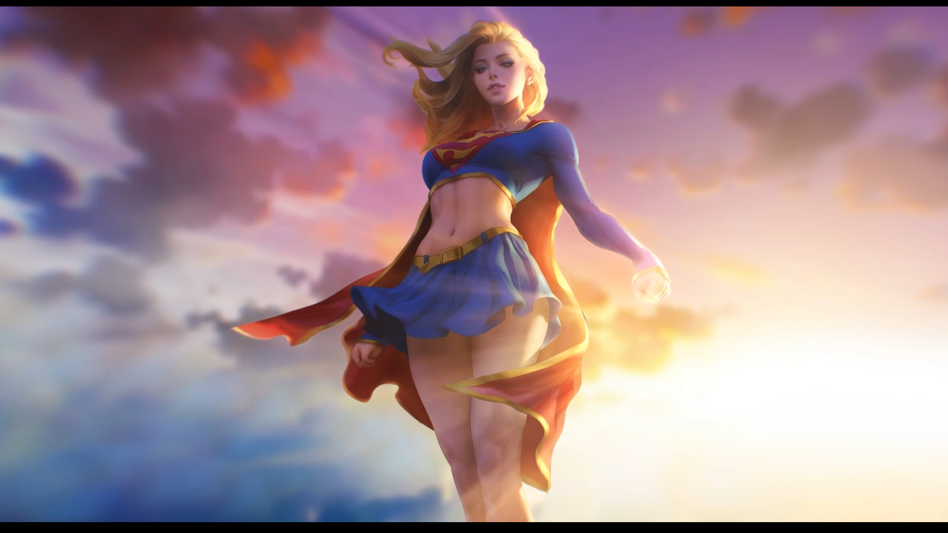 Supergirl DC Comics Skirt Blonde Artgerm 1920x1080