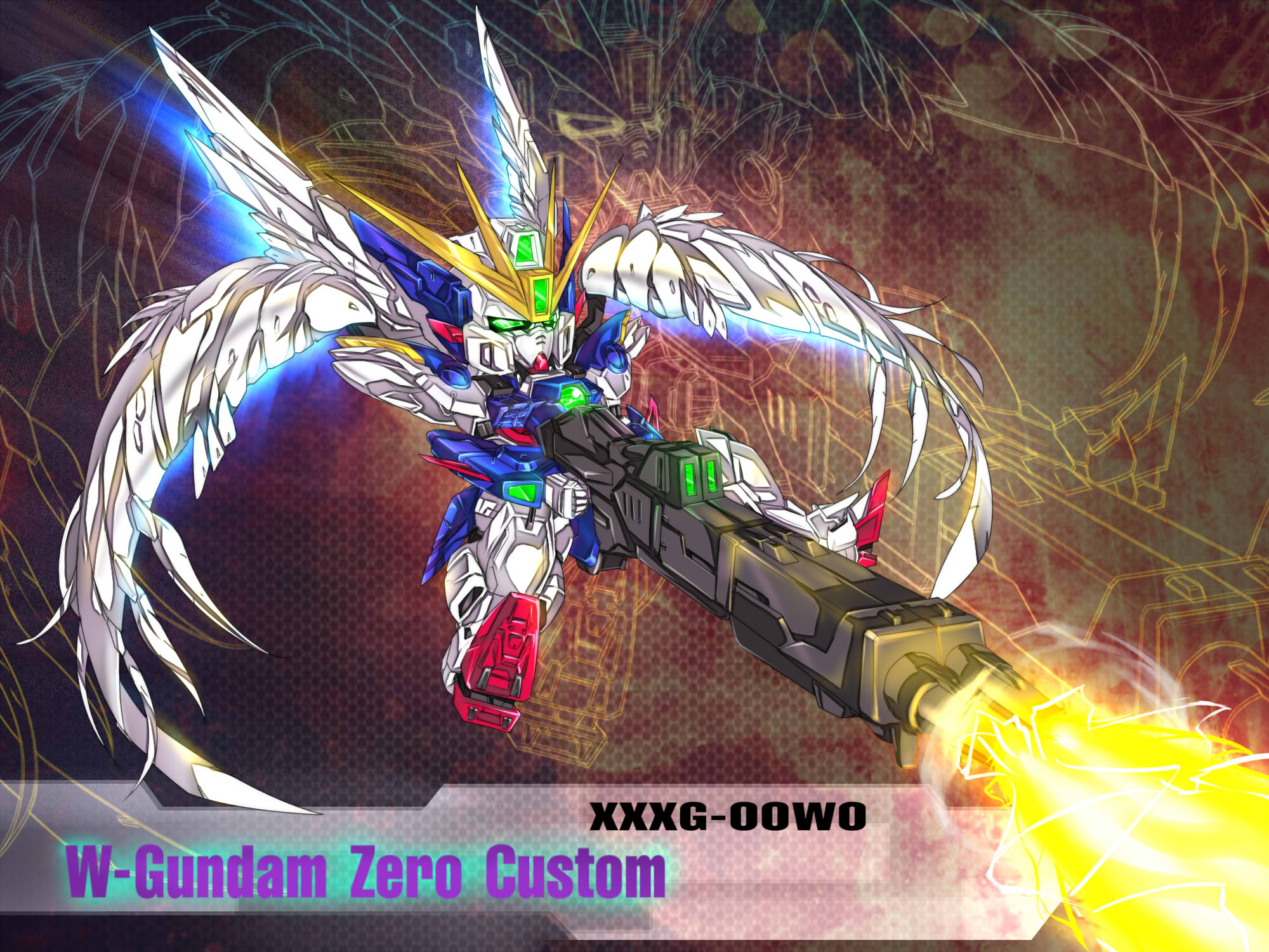Anime Mechs Super Robot Wars Gundam Mobile Suit Gundam Wing Wing Gundam Zero Artwork Digital Art Fan 2000x1500