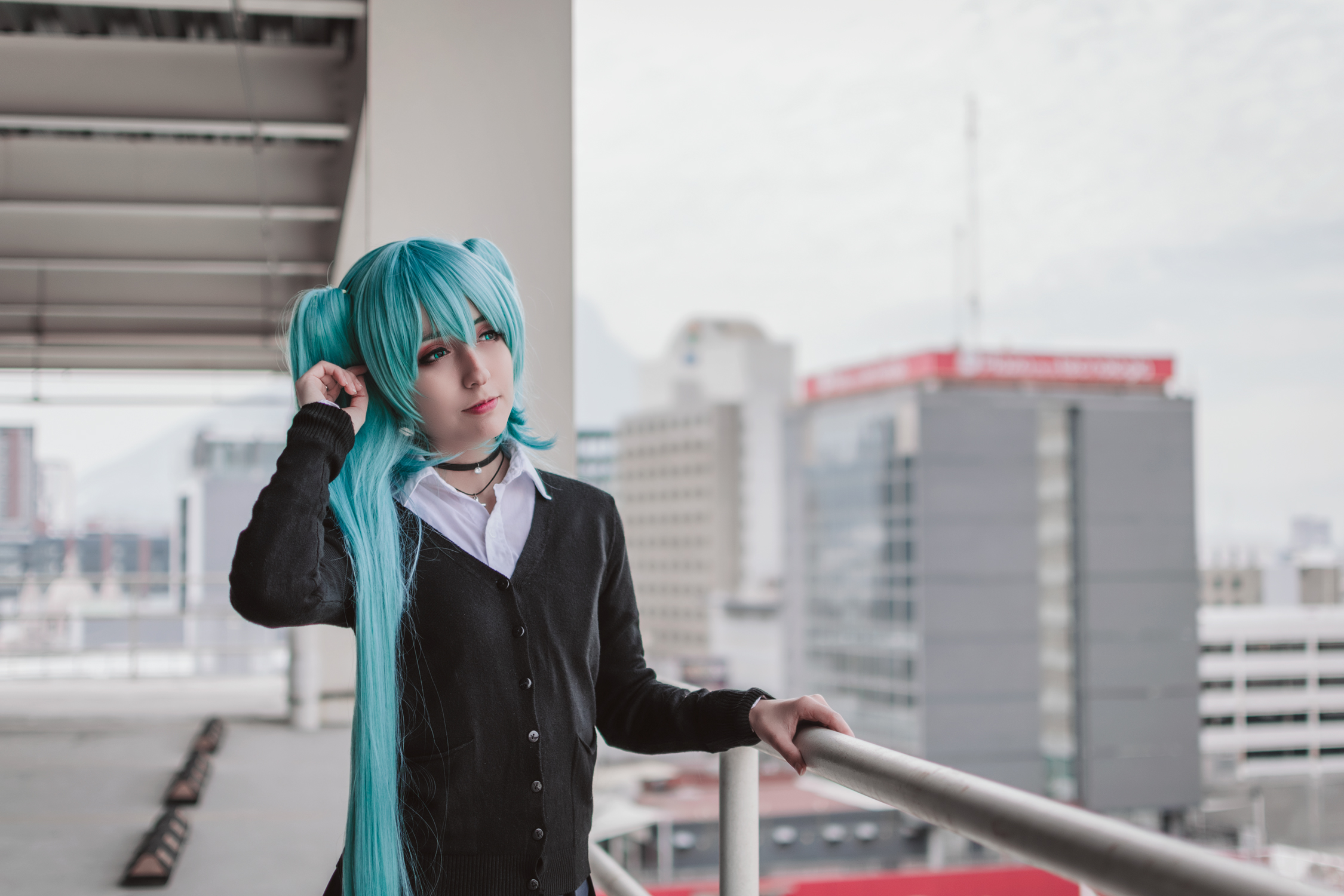 Hatsune Miku Cero Grey Women Model Cosplay Parking Lot Urban Depth Of Field 2250x1500