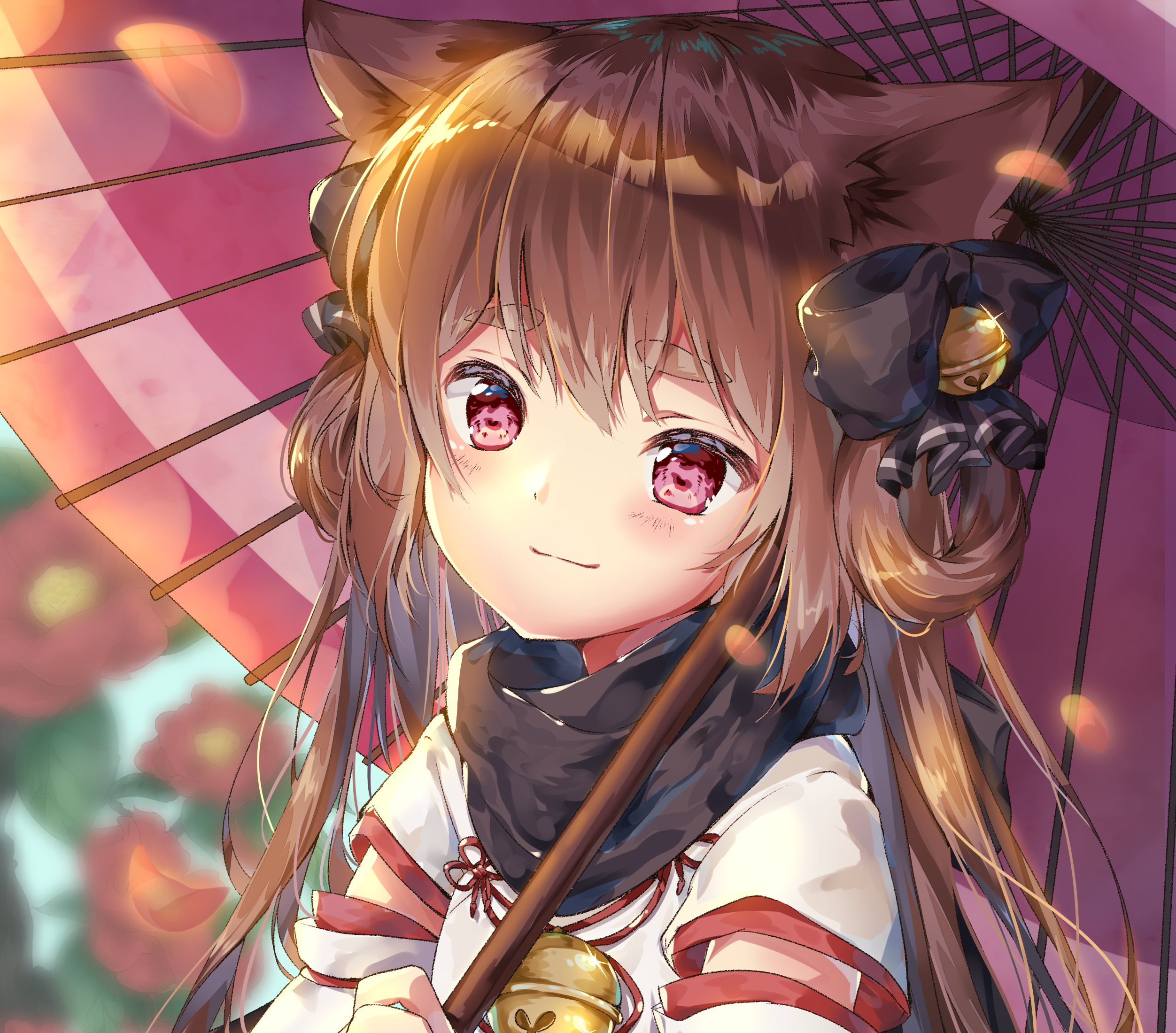 Parasol Miko Outfit Scarf Poppy Bell Twintails Bow Clothing 2504x2200
