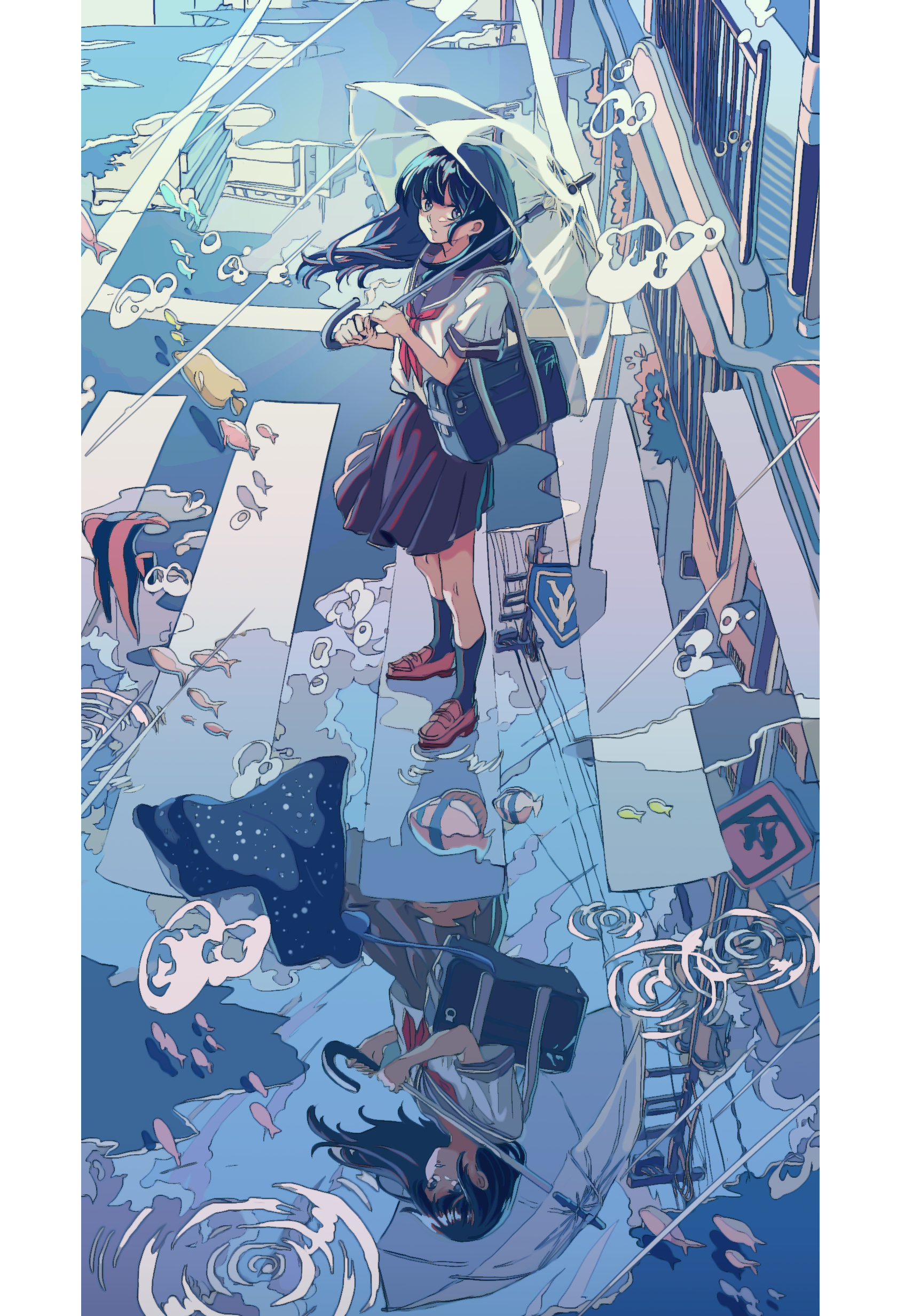 Anime Anime Girls Digital Art Artwork 2D Portrait Display Vertical Ichigoame School Uniform Umbrella 1680x2465