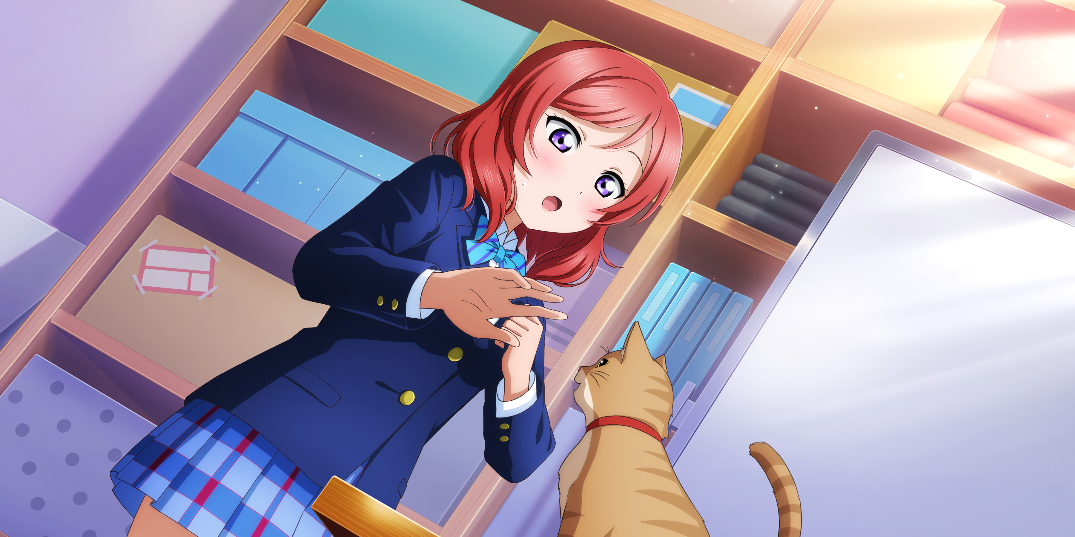 Love Live Nishikino Maki Anime Girls Cats 3600x1800