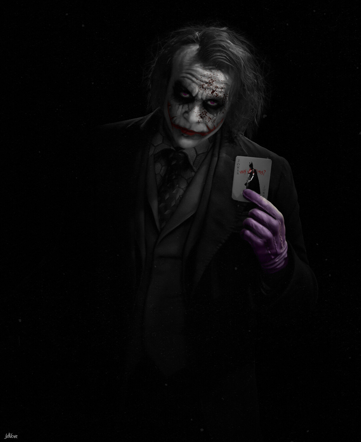 JdNova Heath Ledger Joker Portrait Display Makeup Smudged Makeup Drawing Digital Art DC Comics ArtSt 1224x1500