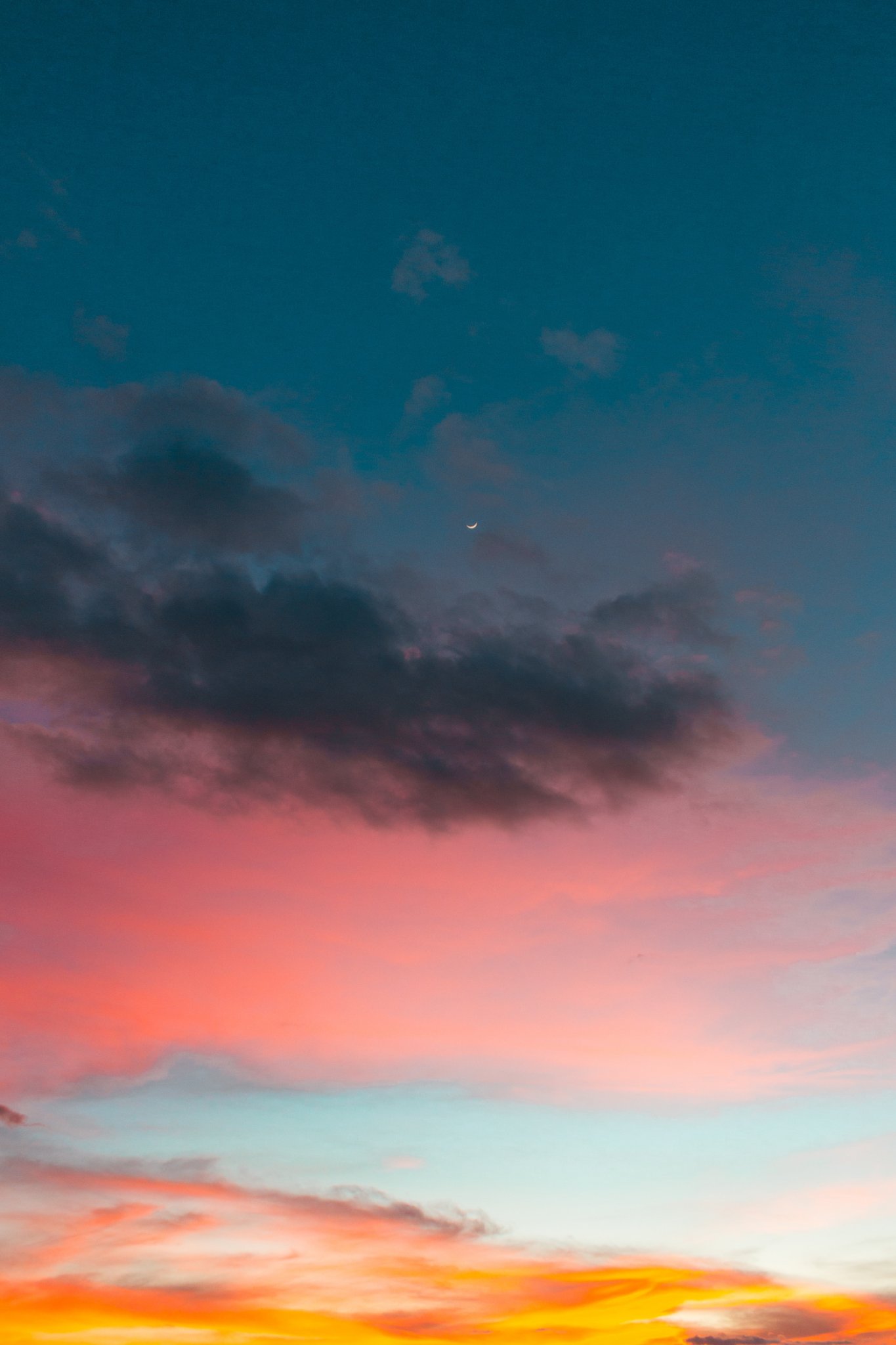 Nature Sky Moon Clouds Sunset Portrait Display Vertical 1365x2048