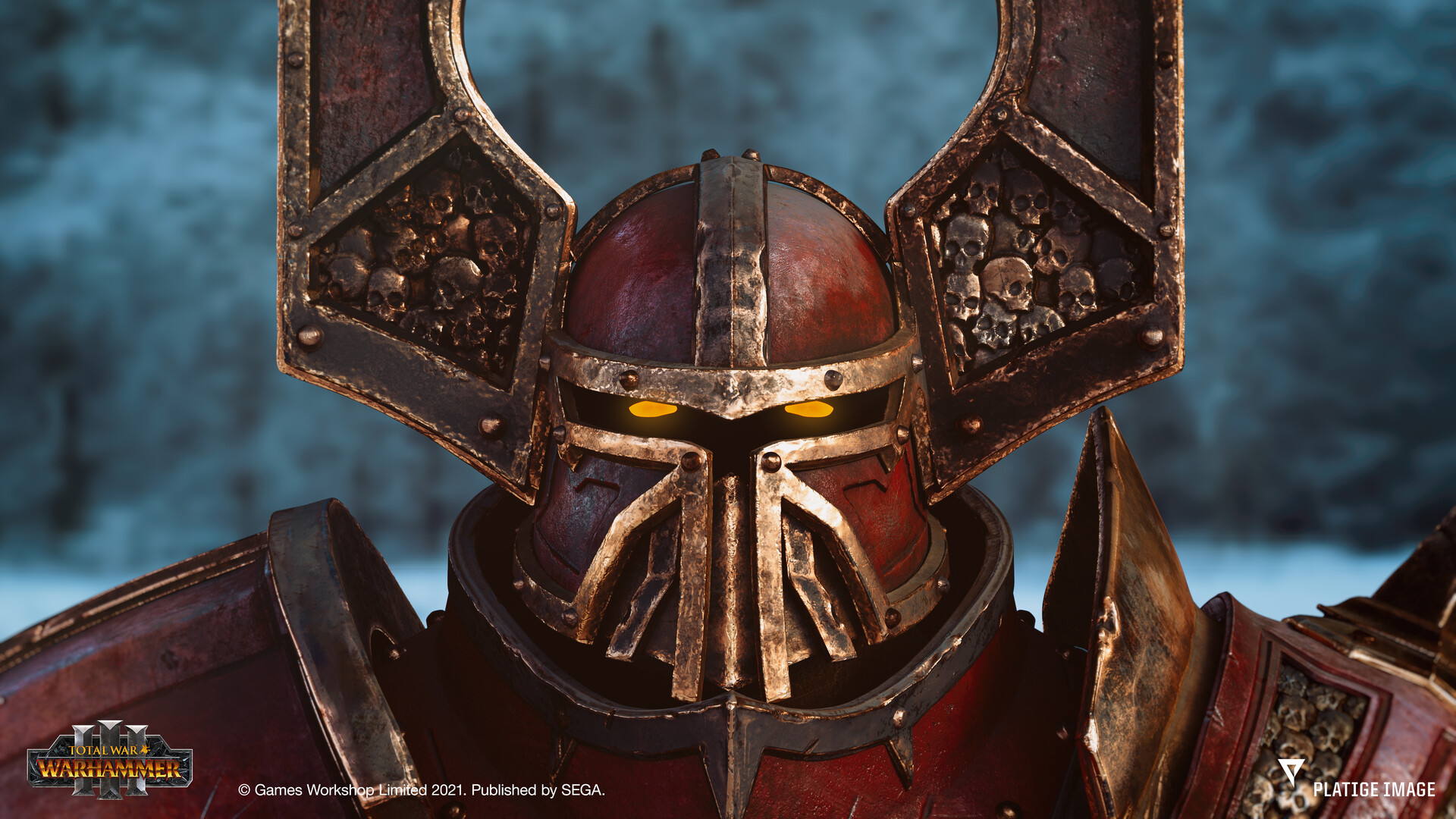 Total War WARHAMMER Iii Warhammer Skullcrushers Chaos Skull Khorne Warrior Knight Armor Helmet ArtSt 1920x1080