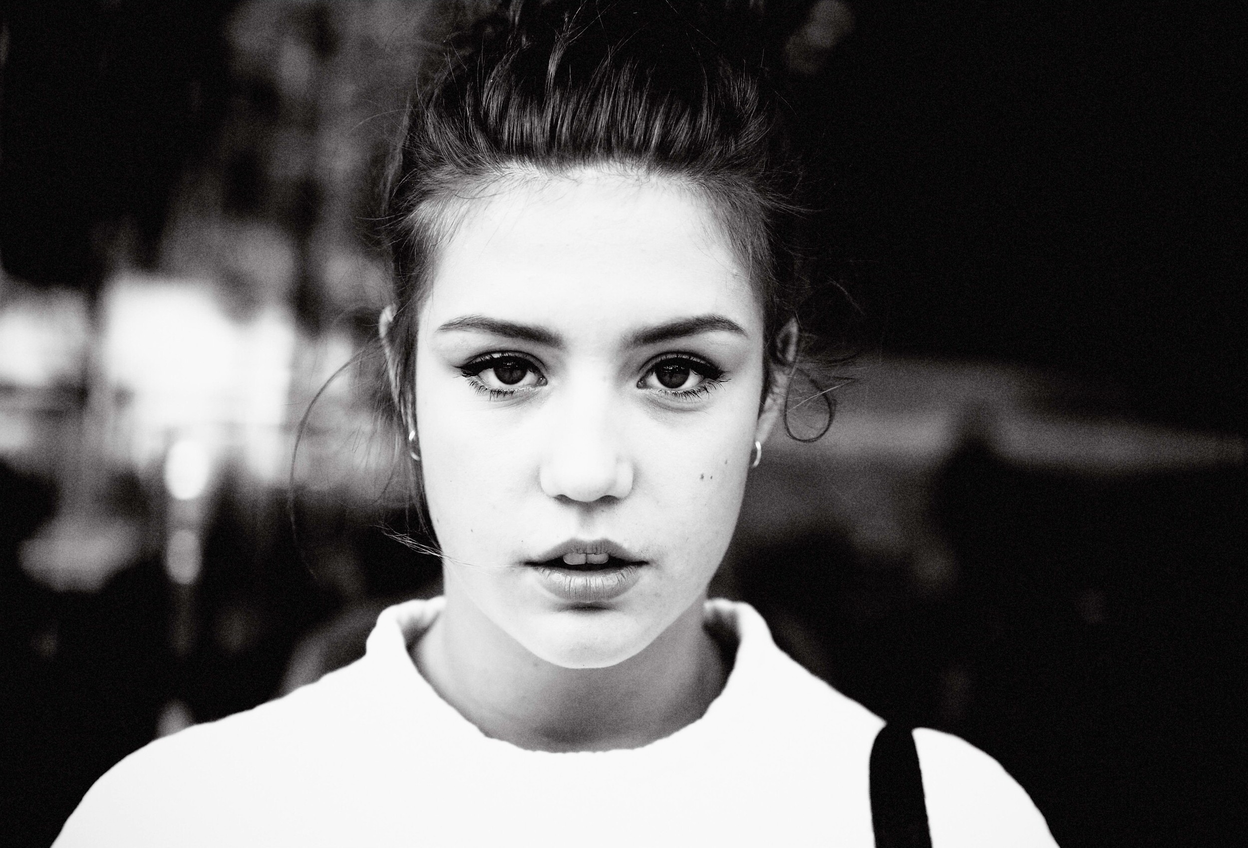 Adele Exarchopoulos Women Actress Face Brunette Monochrome 2500x1700