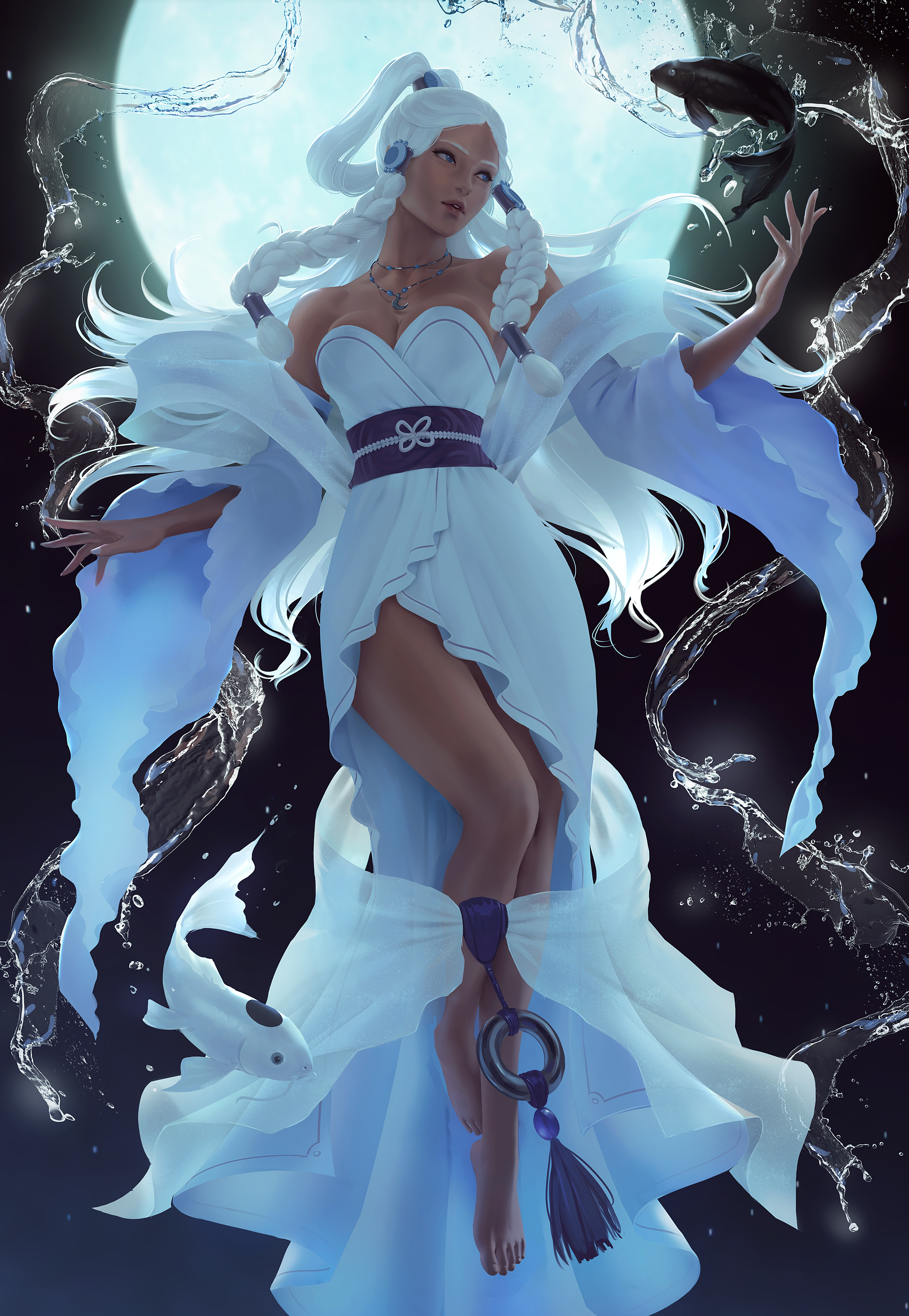 Princess Yue Avatar The Last Airbender Fictional Character Animated Series Moonlight Braids White Ha 2764x4000