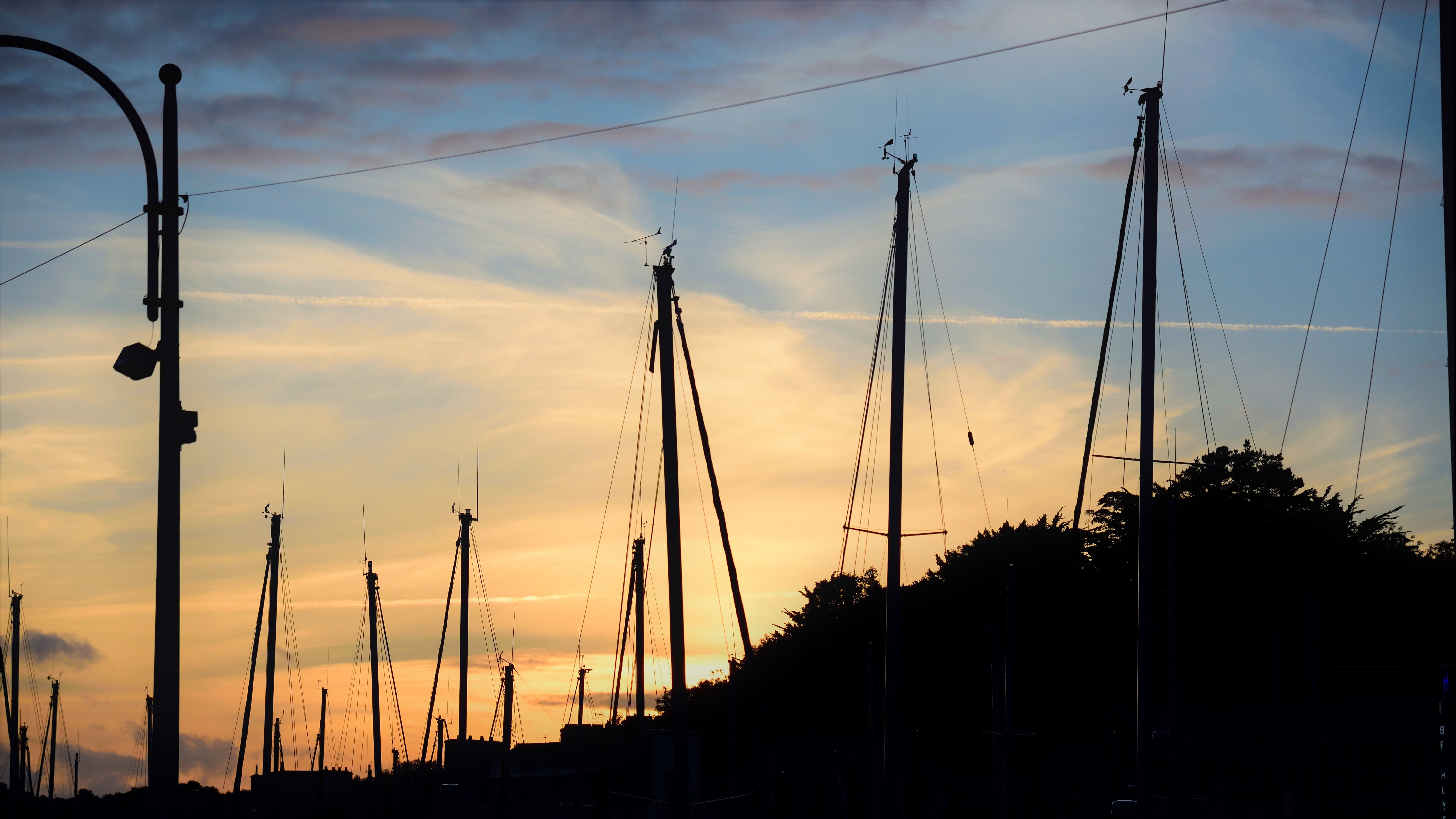 Boat Sailing Harbor Nature Clouds 6000x3375