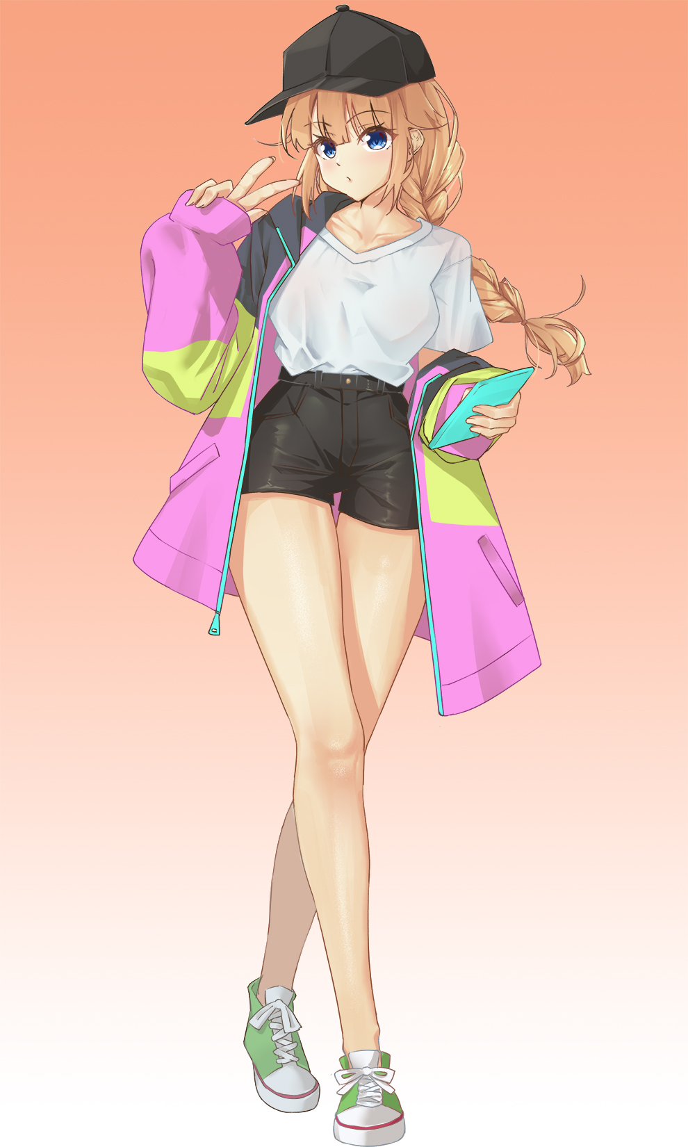 Paripi Koumei Tsukimi Eiko Anime Anime Girls Long Hair Braided Hair Blonde Artwork Digital Art Fan A 990x1650
