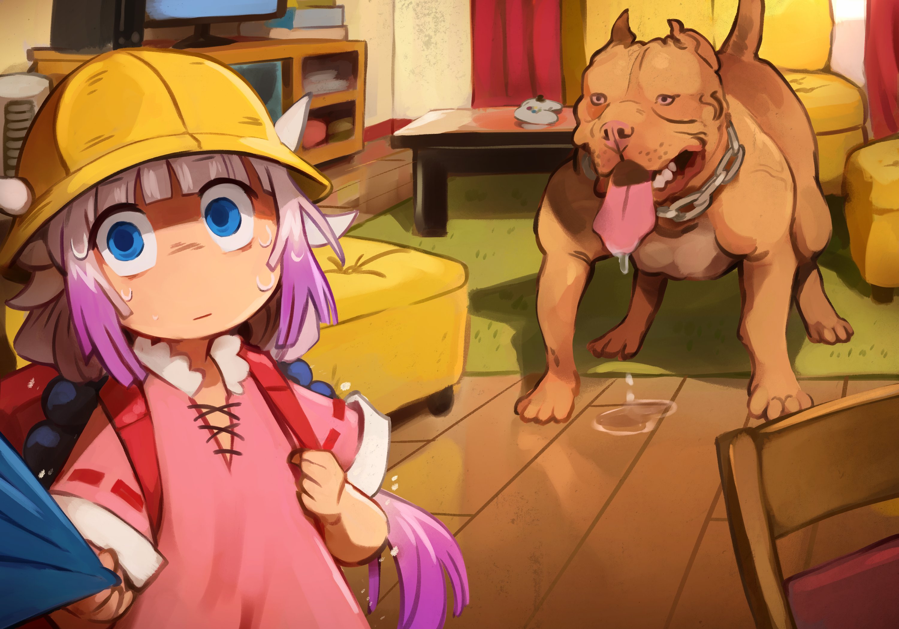 Anime Girls Kobayashi San Chi No Maid Dragon Kanna Bulldog 3000x2100