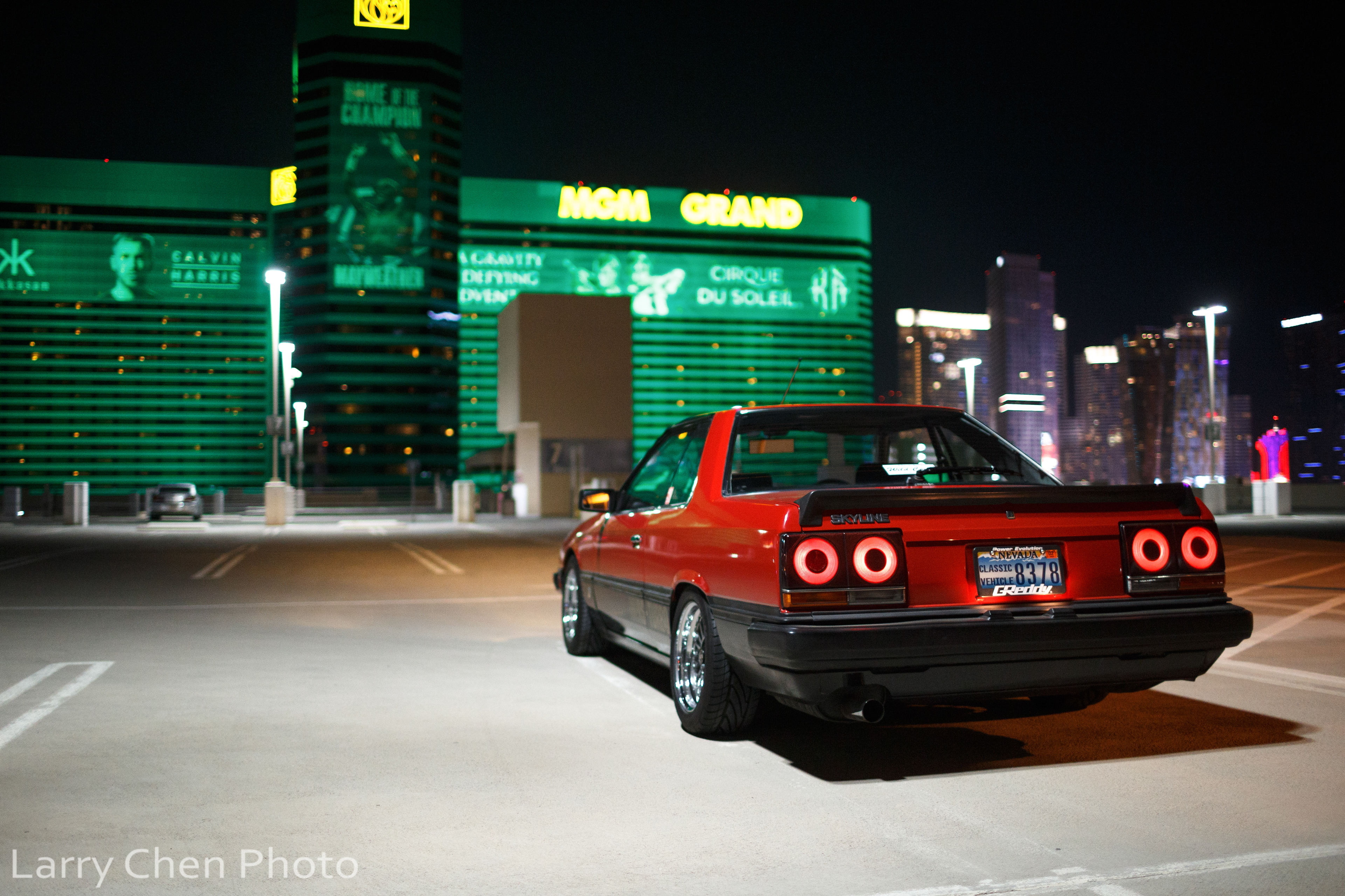 Nissan Skyline Red Cars JDM Japanese Cars Night City Lights Sports Car Larry Chen 3840x2560