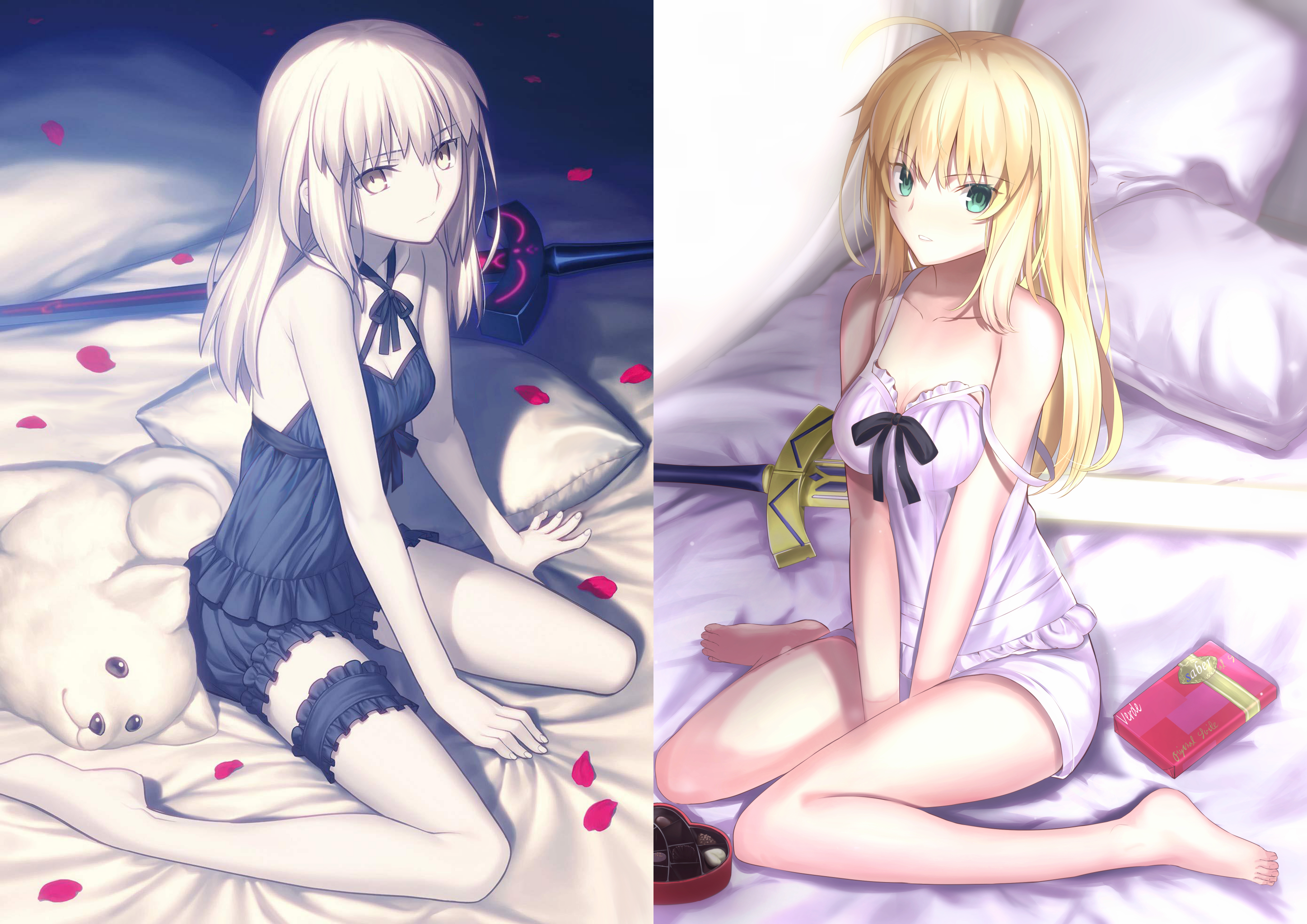 Anime Anime Girls Edit Artwork Digital Art Fan Art Bed Fate Series Fate Stay Night Fate Stay Night H 2894x2046
