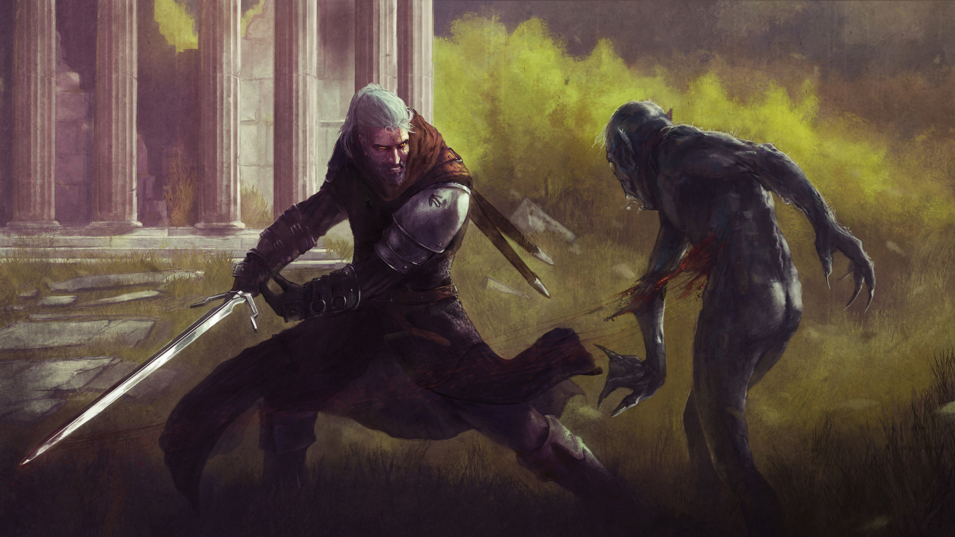 Geralt Of Rivia Sword Drowner The Witcher Fight 1920x1080