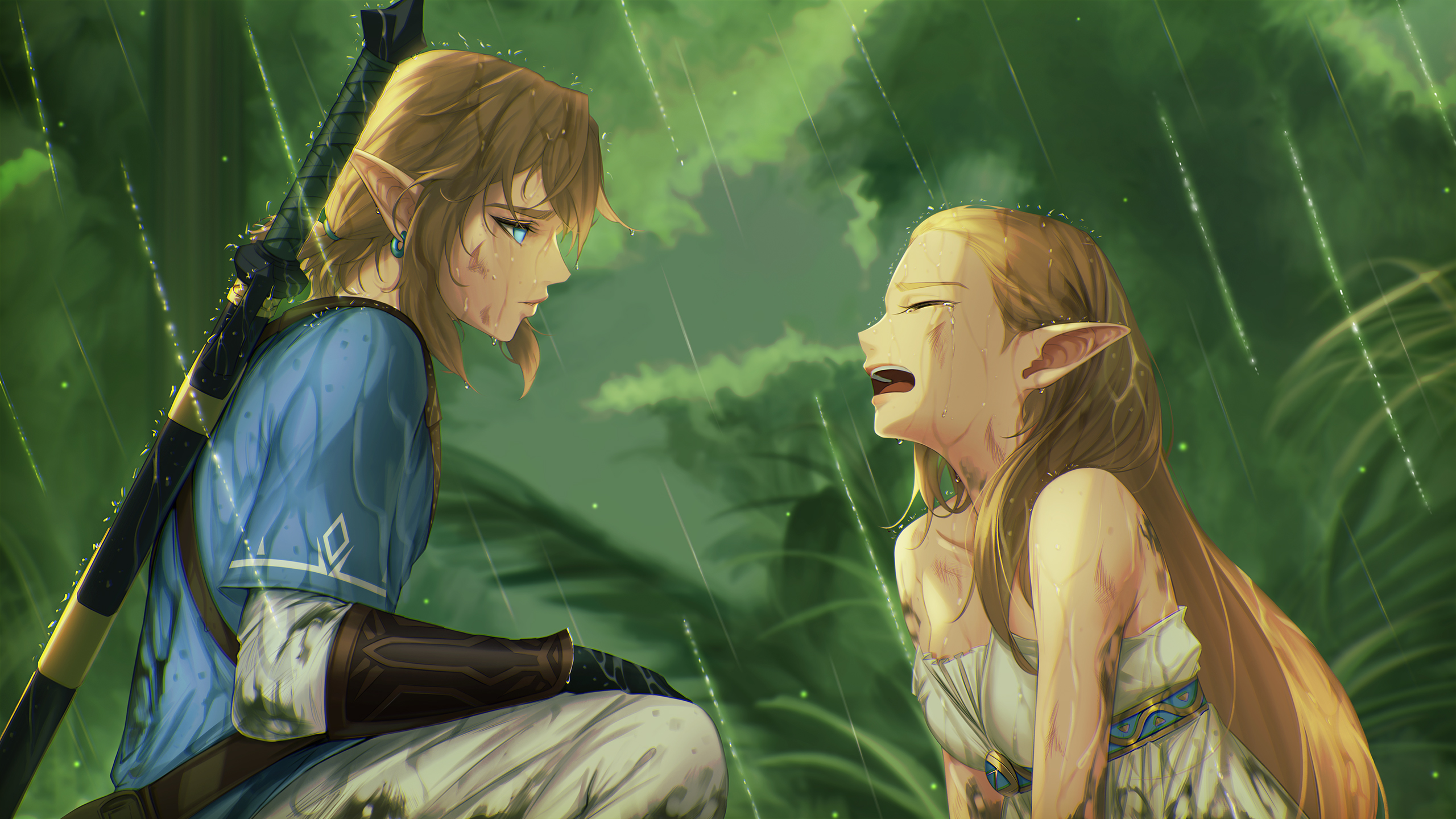 The Legend Of Zelda The Legend Of Zelda Breath Of The Wild Zelda Link Master Sword Crying Rain Sword 2560x1440