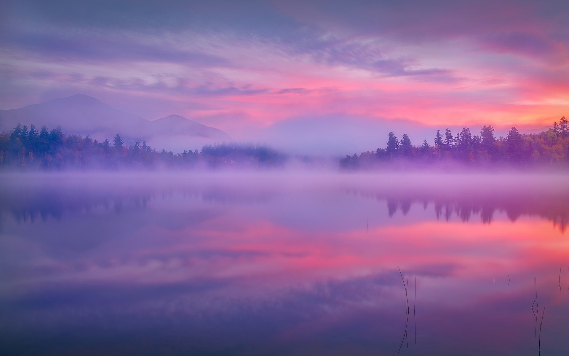 Mountain Lake Reflection Dawn Morning Adirondack Park 1920x1200