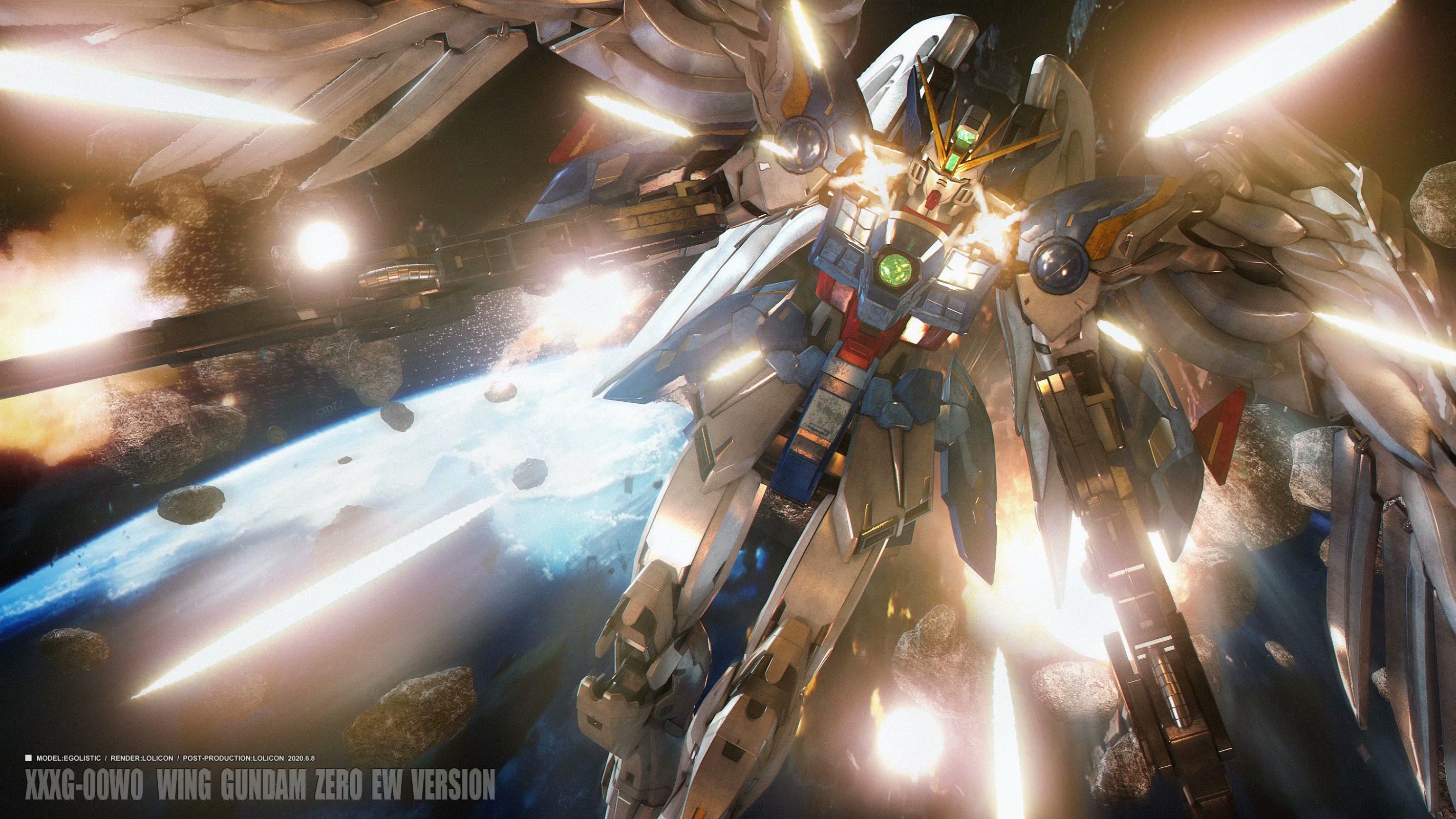Anime Mechs Gundam Super Robot Wars Mobile Suit Gundam Wing Wing Gundam Zero Artwork Digital Art Fan 2844x1600