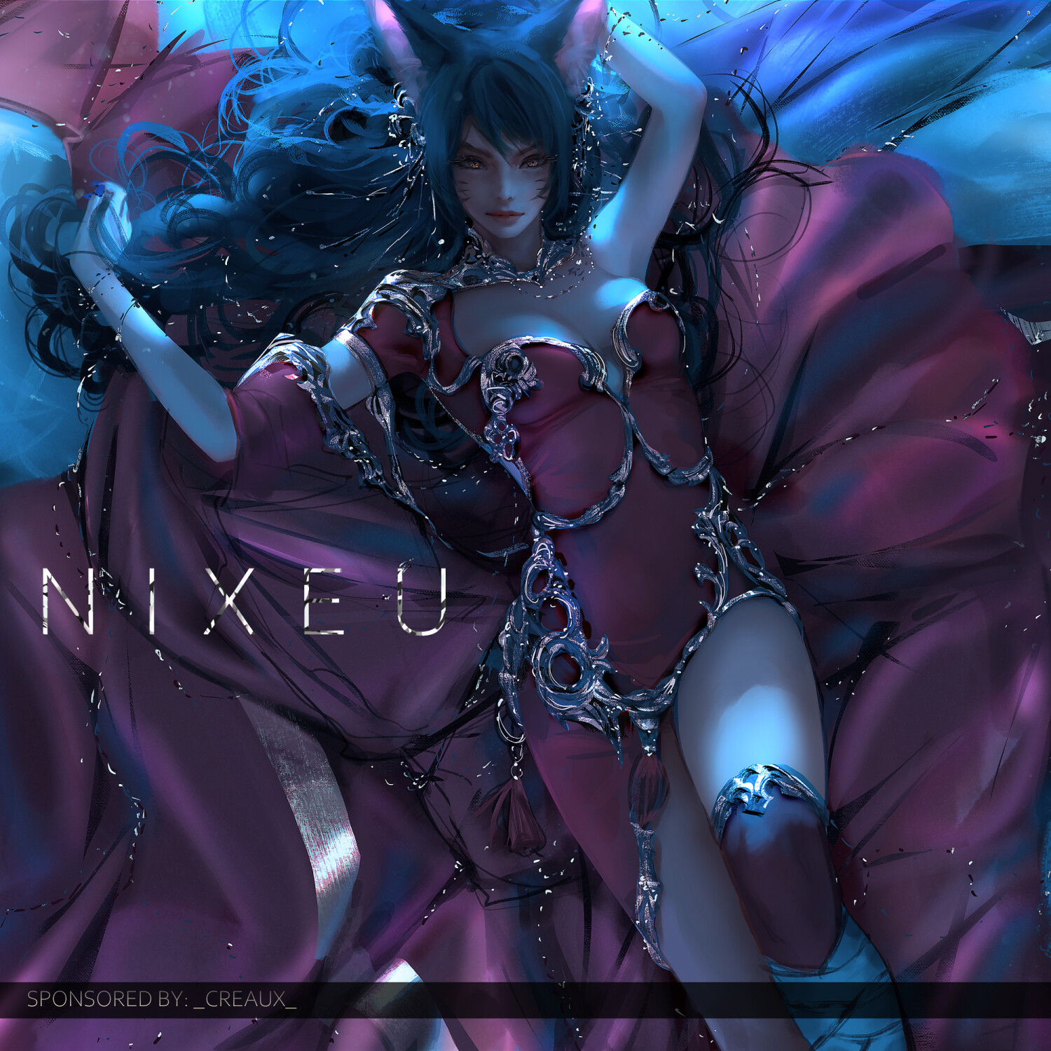 Nixeu Digital Art Artwork Digital Painting Women Fictional Character Red Clothing Drawing Fantasy Ar 1500x1500