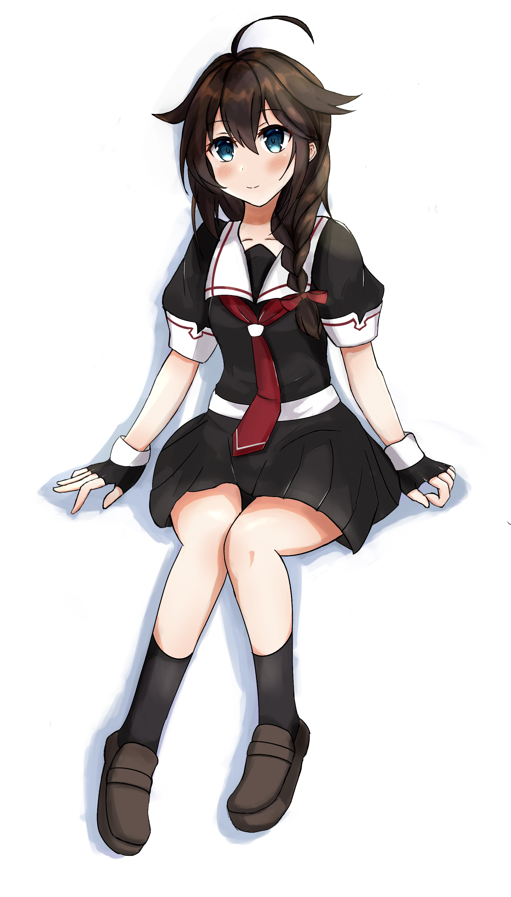 Anime Anime Girls Kantai Collection Shigure KanColle School Uniform Shoulder Length Hair Brunette Ar 1700x2985