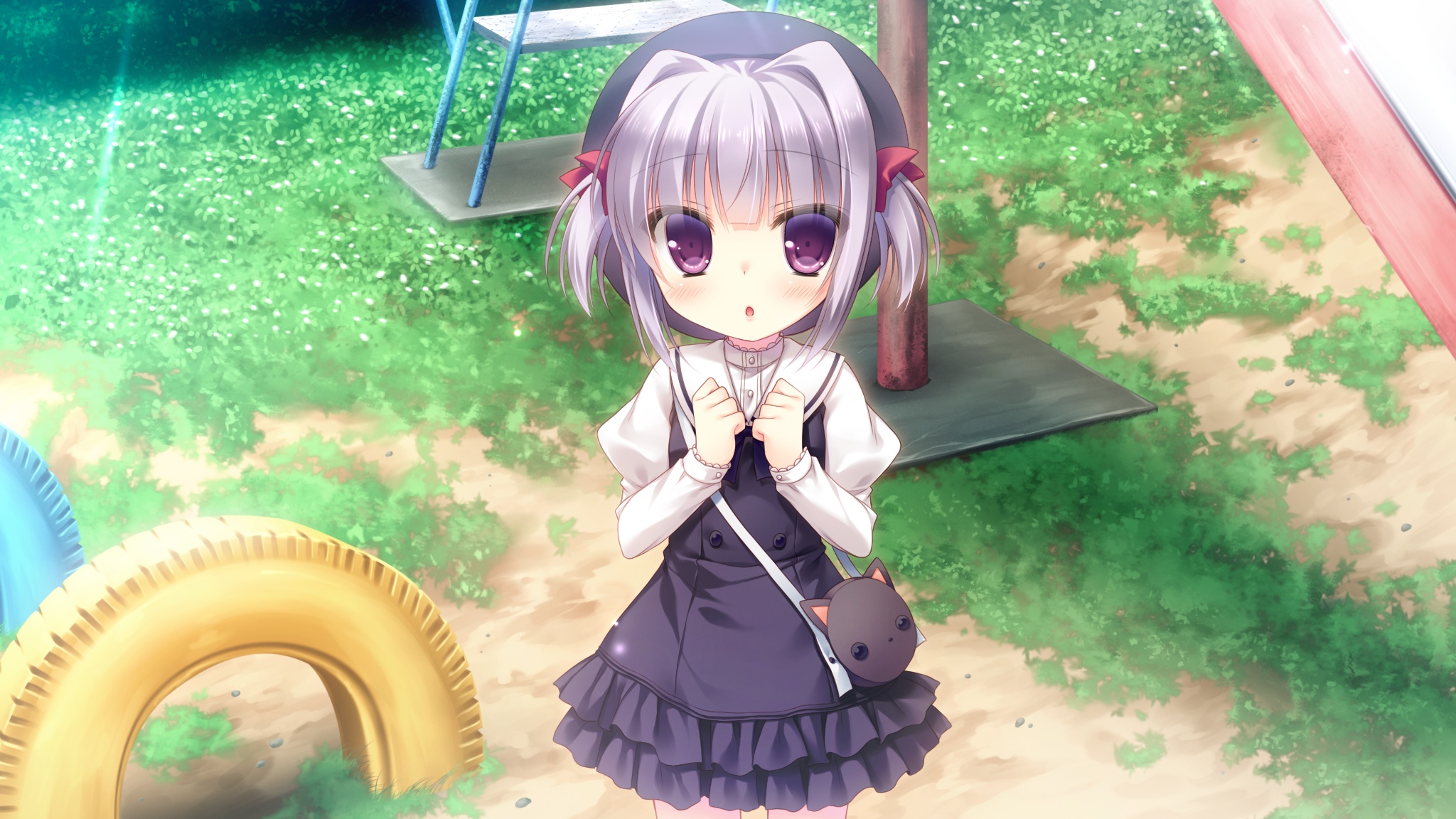 Kimi E Okuru Sora No Hana Nakajou Azusa Twintails Purple Eyes Dress Playground Tire Anime Girls 2048x1152