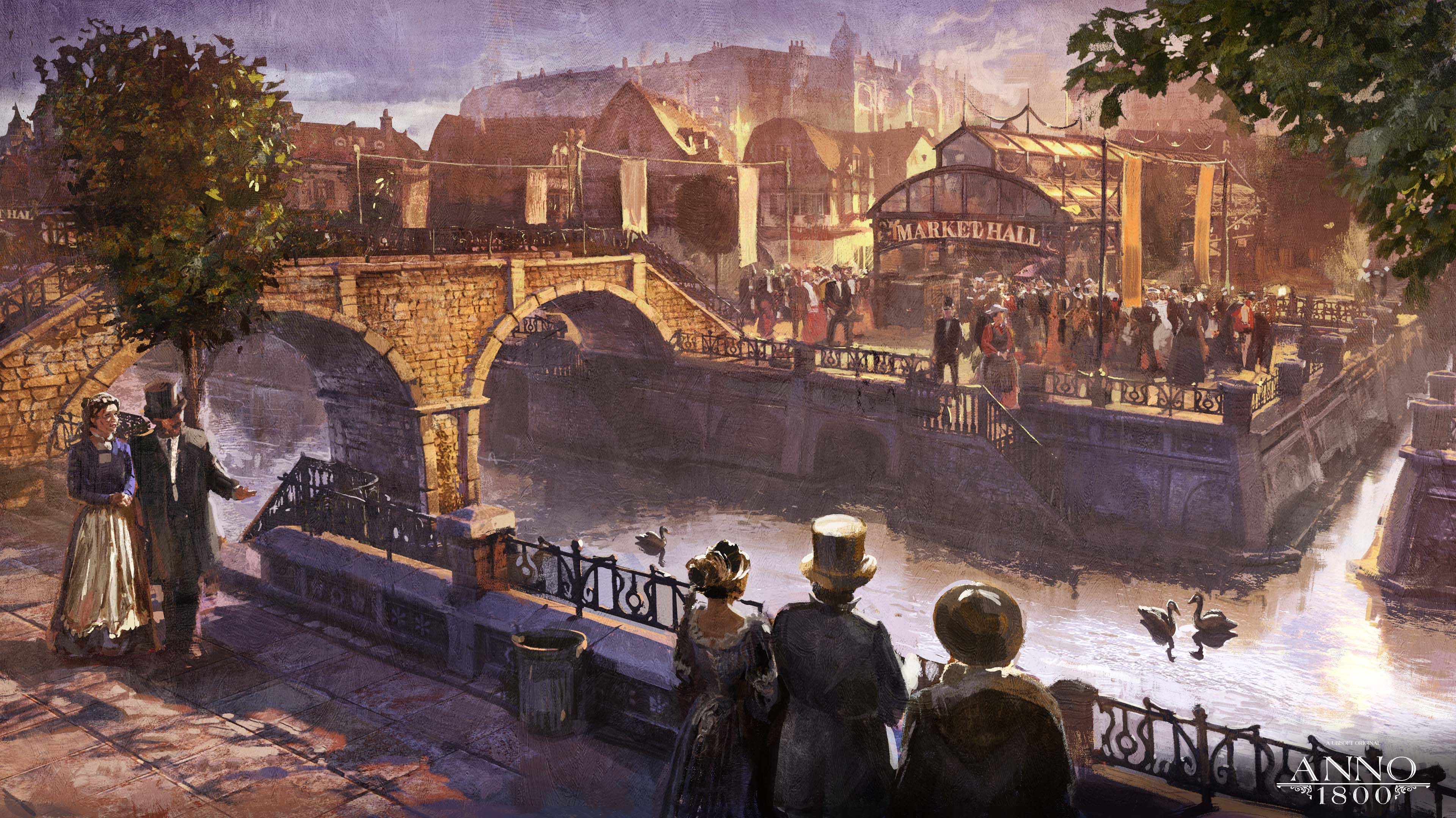 Anno 1800 1800s Digital Art Concept Art Artwork Ubisoft City Canal Bridge 3840x2160