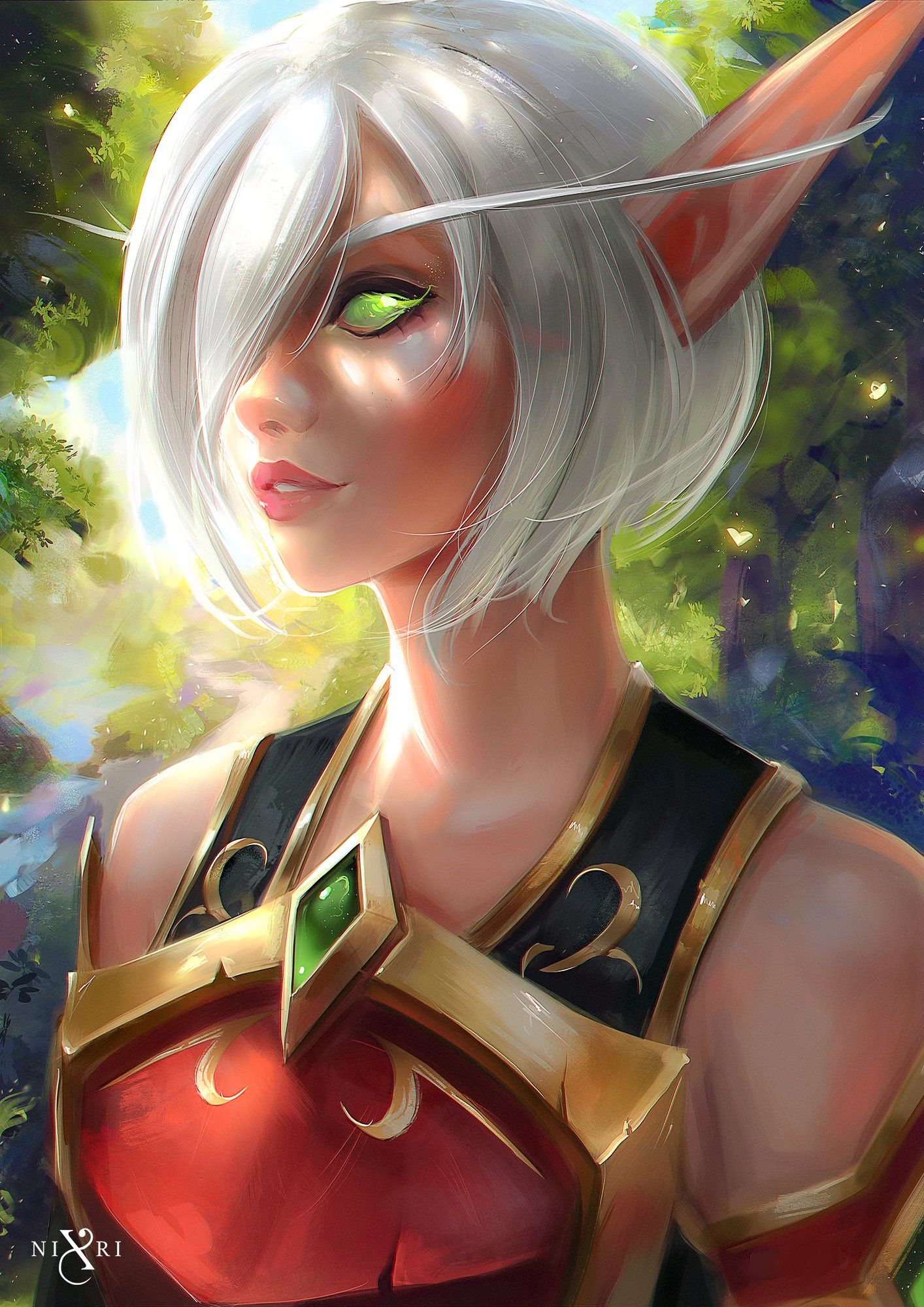 Artwork Fantasy Art Elves Elf Ears Women White Hair World Of Warcraft 1414x2000