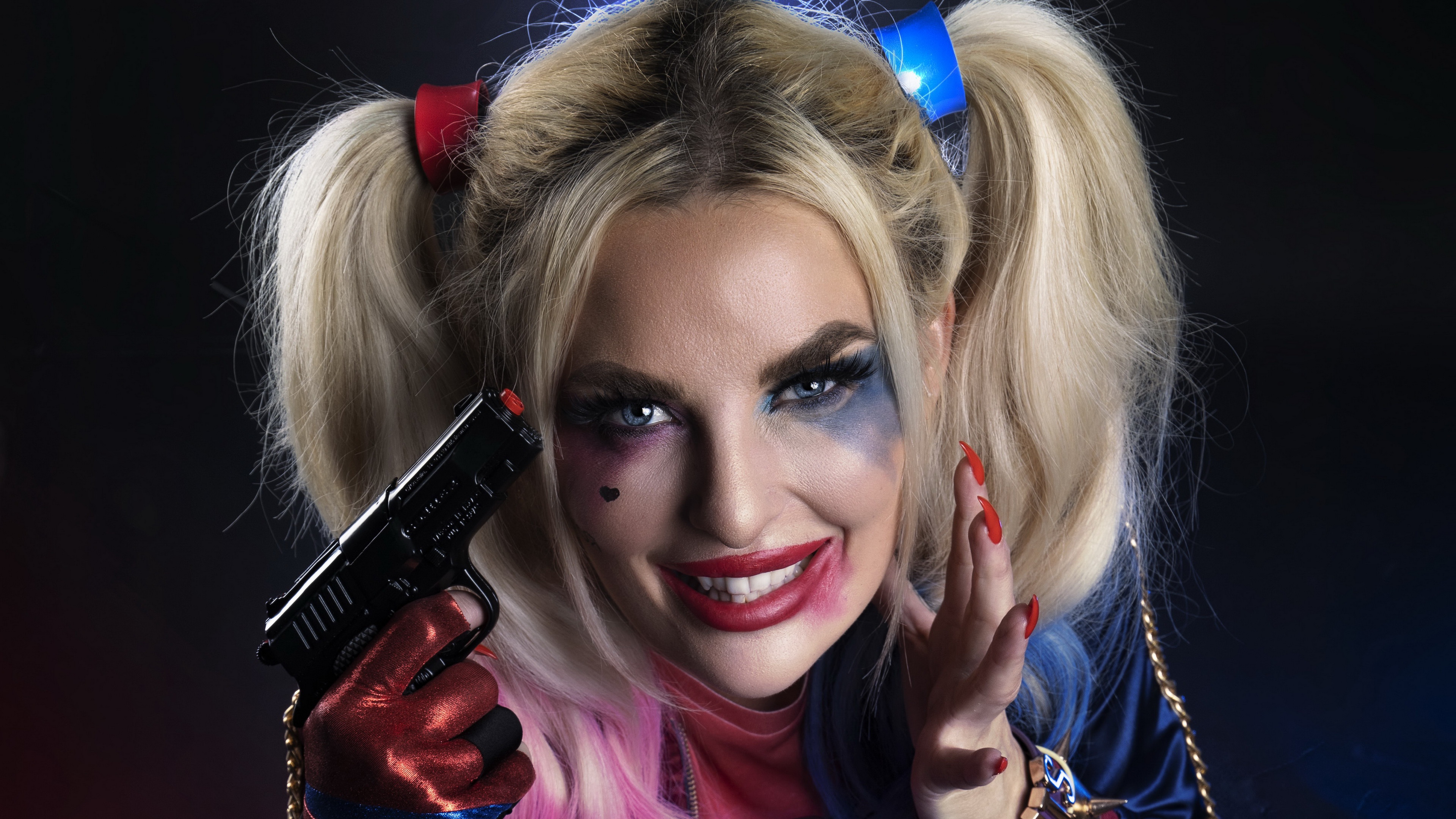 Blonde Blue Eyes Dc Comics Woman Harley Quinn Girl Portrait Makeup 3840x2160
