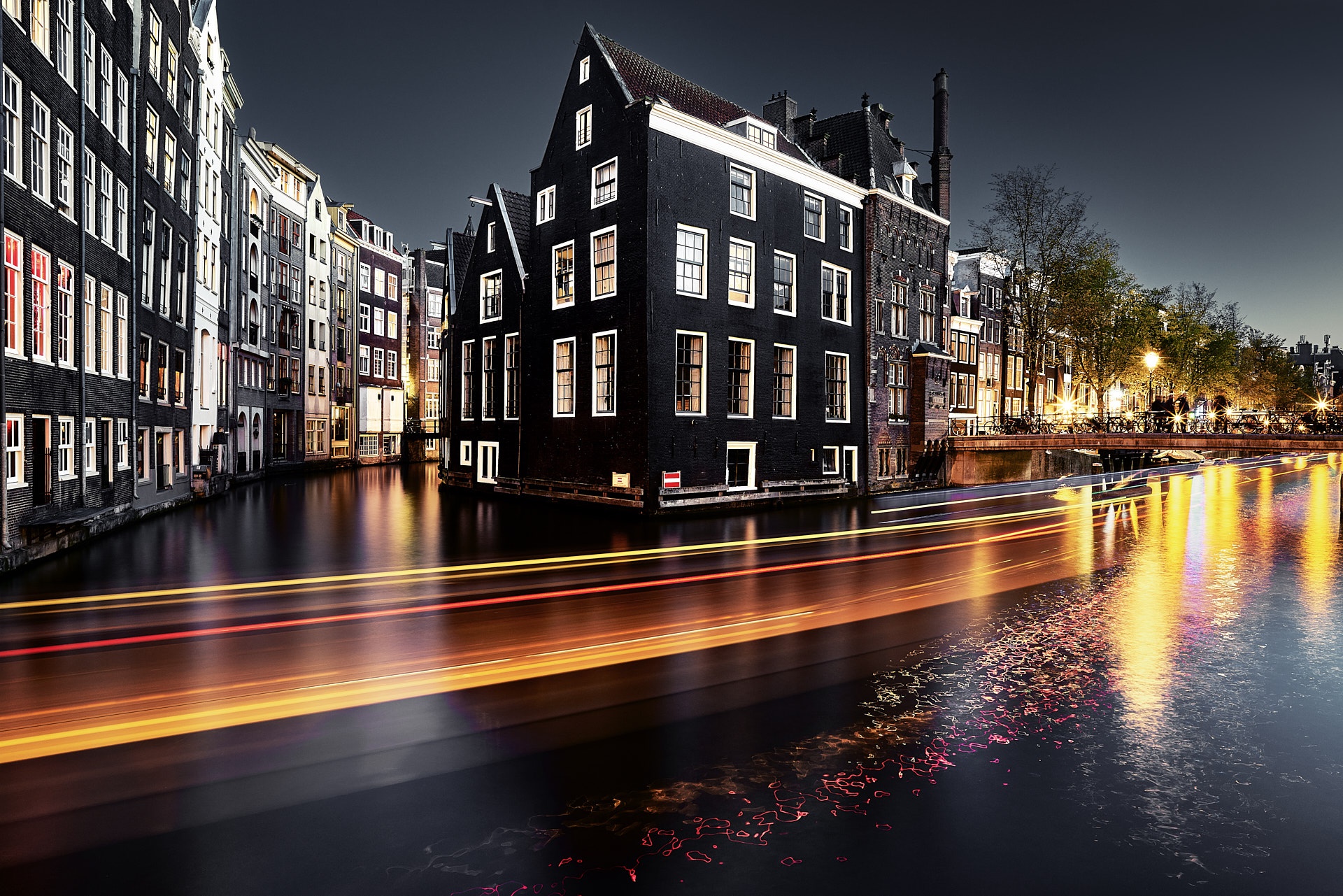 City Night Time Lapse Building House Canal Netherlands 1920x1281