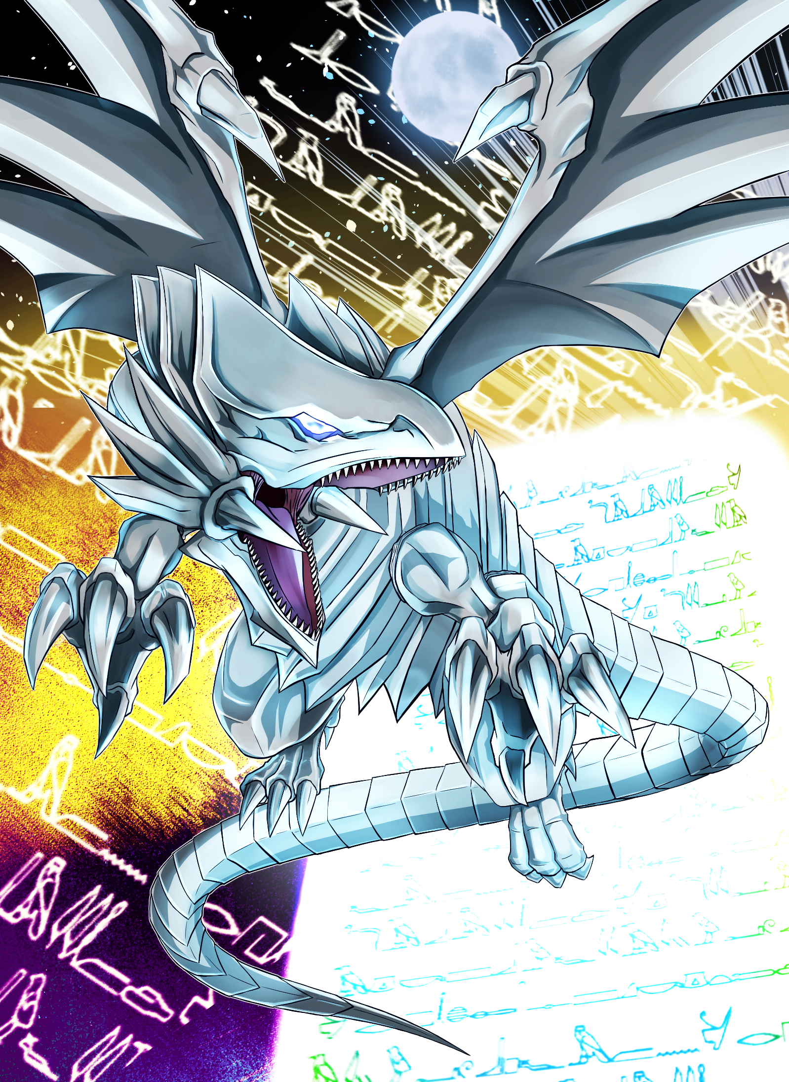 Anime Yu Gi Oh Blue Eyes White Dragon Dragon Trading Card Games Artwork Digital Art Fan Art 1598x2192