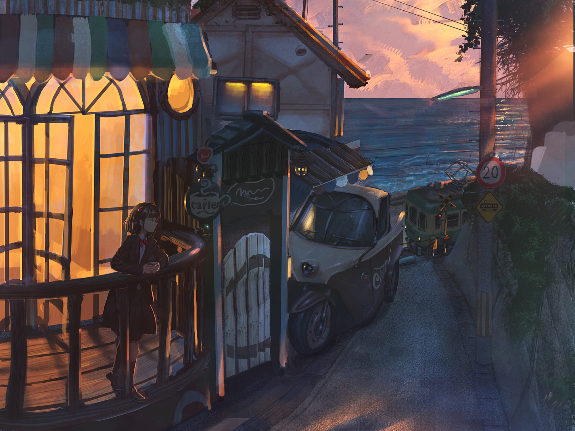 Cafe Sea Sunset 2000x1500