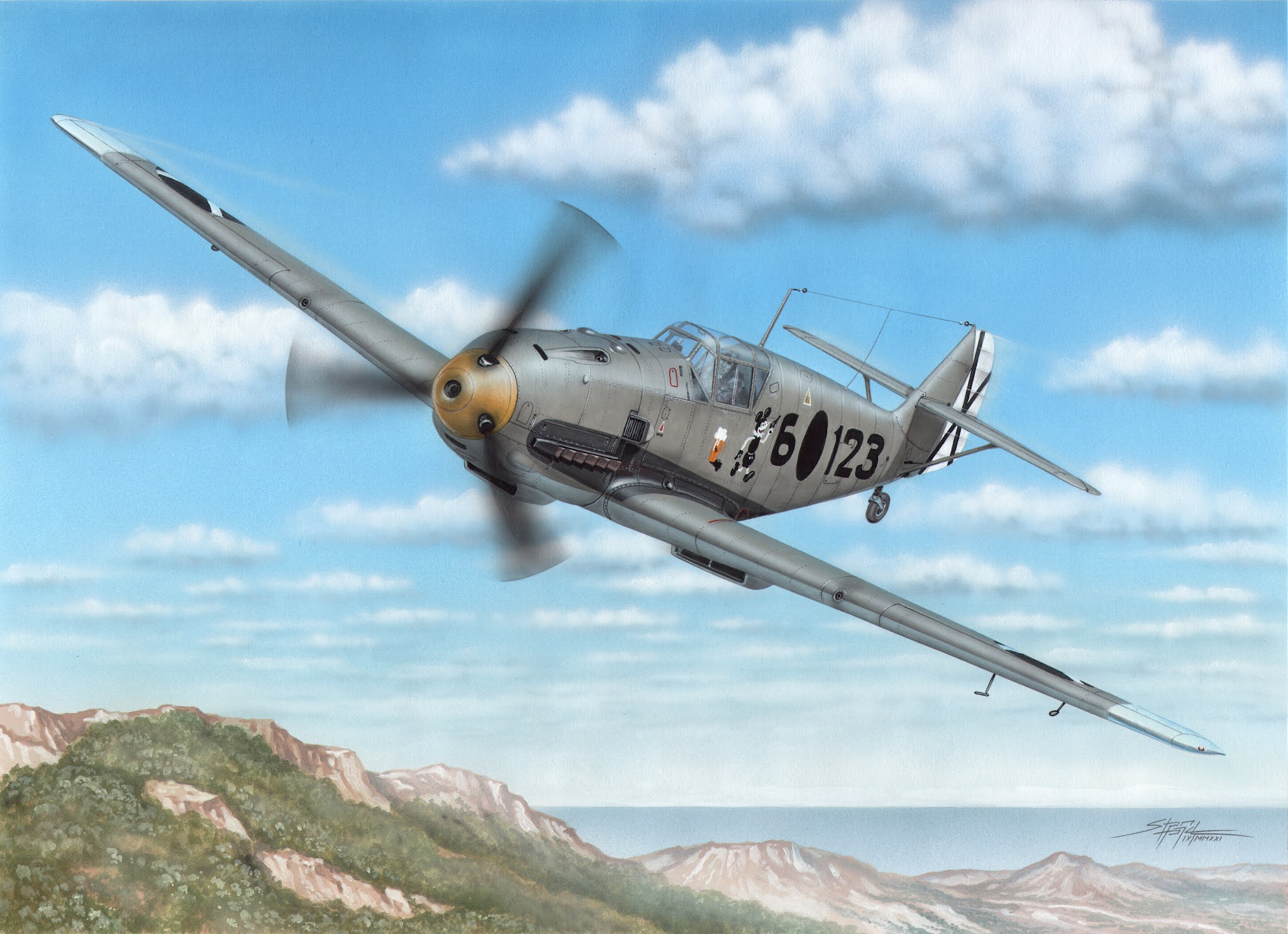 World War Ii Airplane Artwork Messerschmitt Bf 109 2048x1484