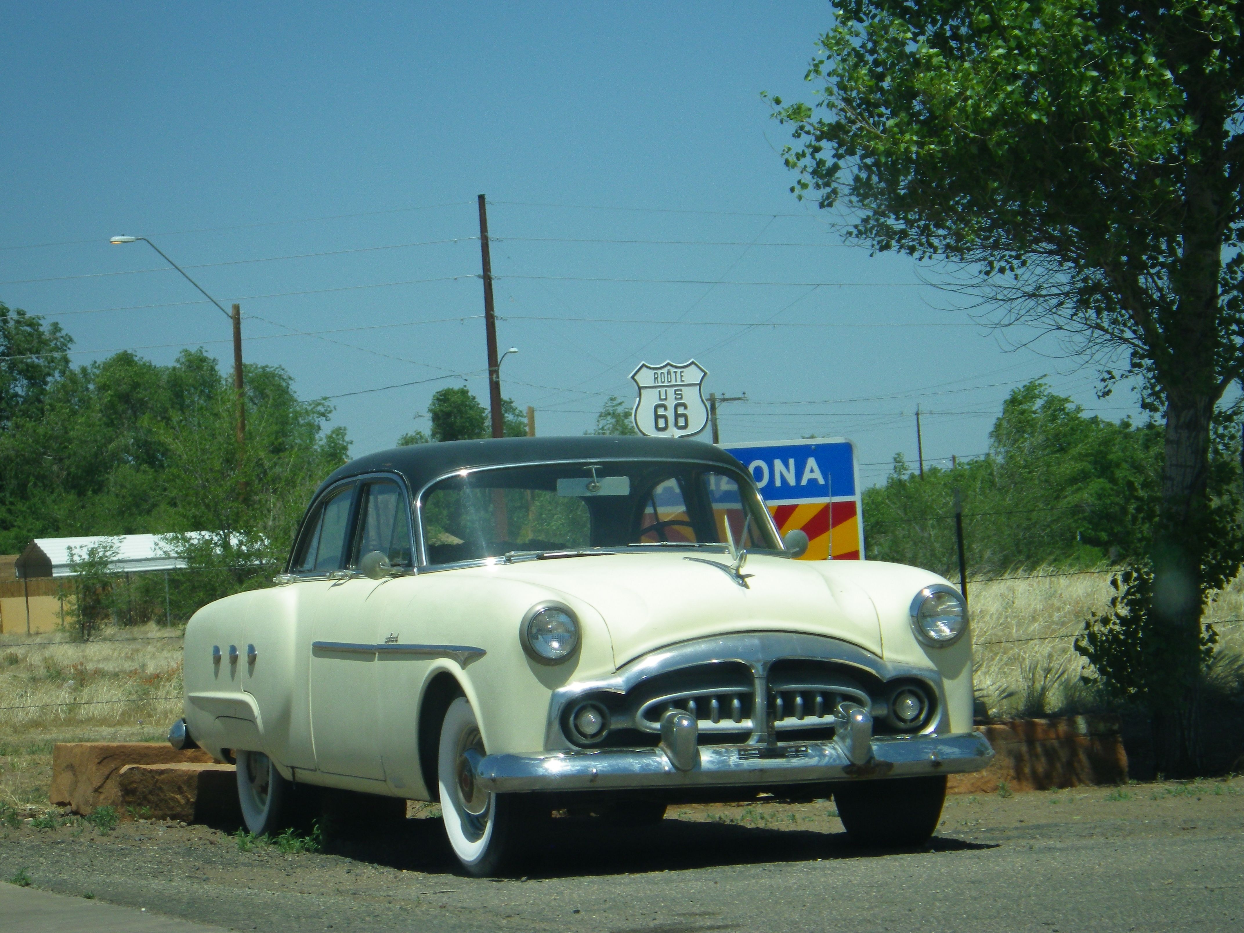Vintage Car White Car Route 66 Arizona 4288x3216
