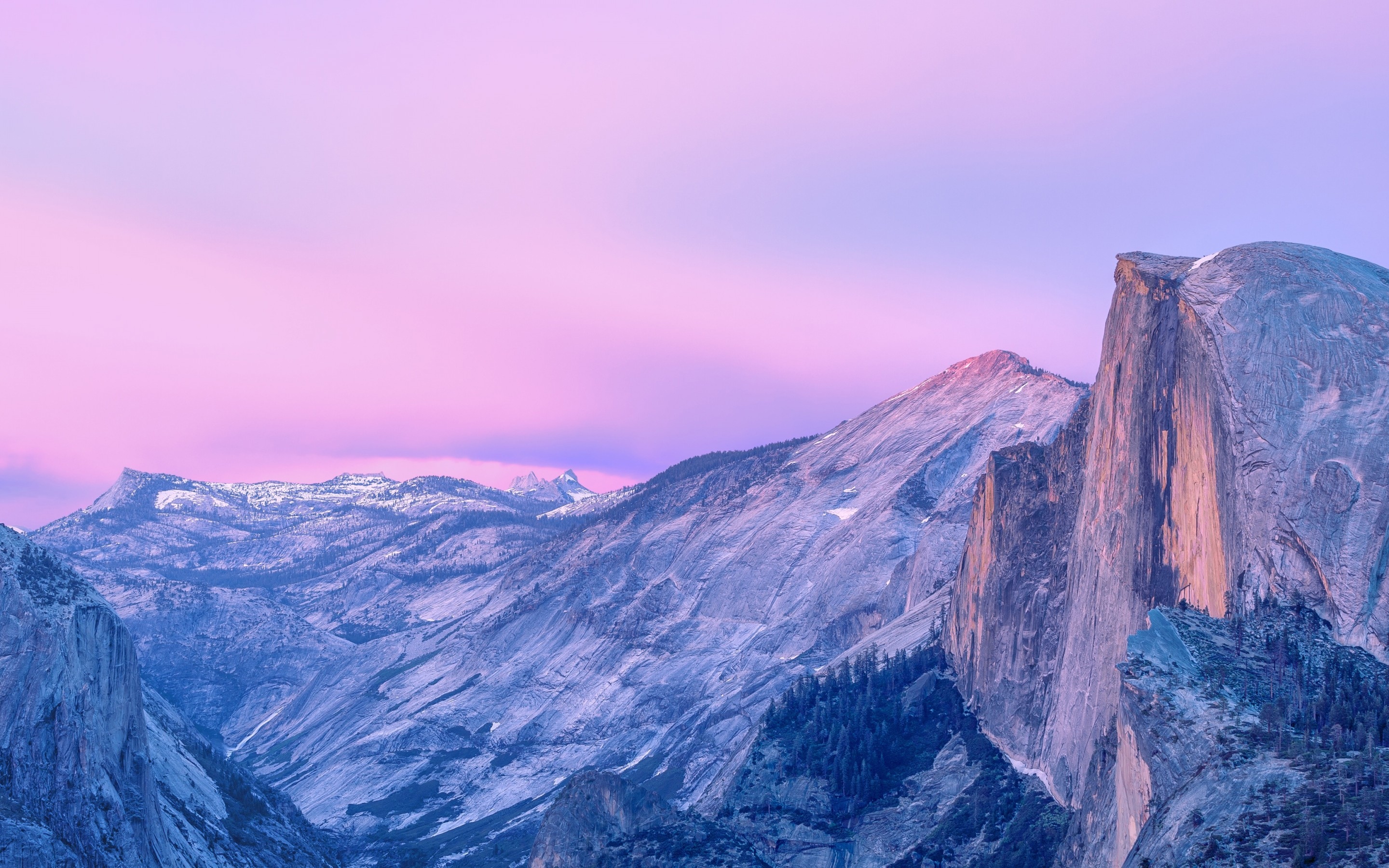 Yosemite National Park Pink Mountains Sky Landscape Nature 2880x1800