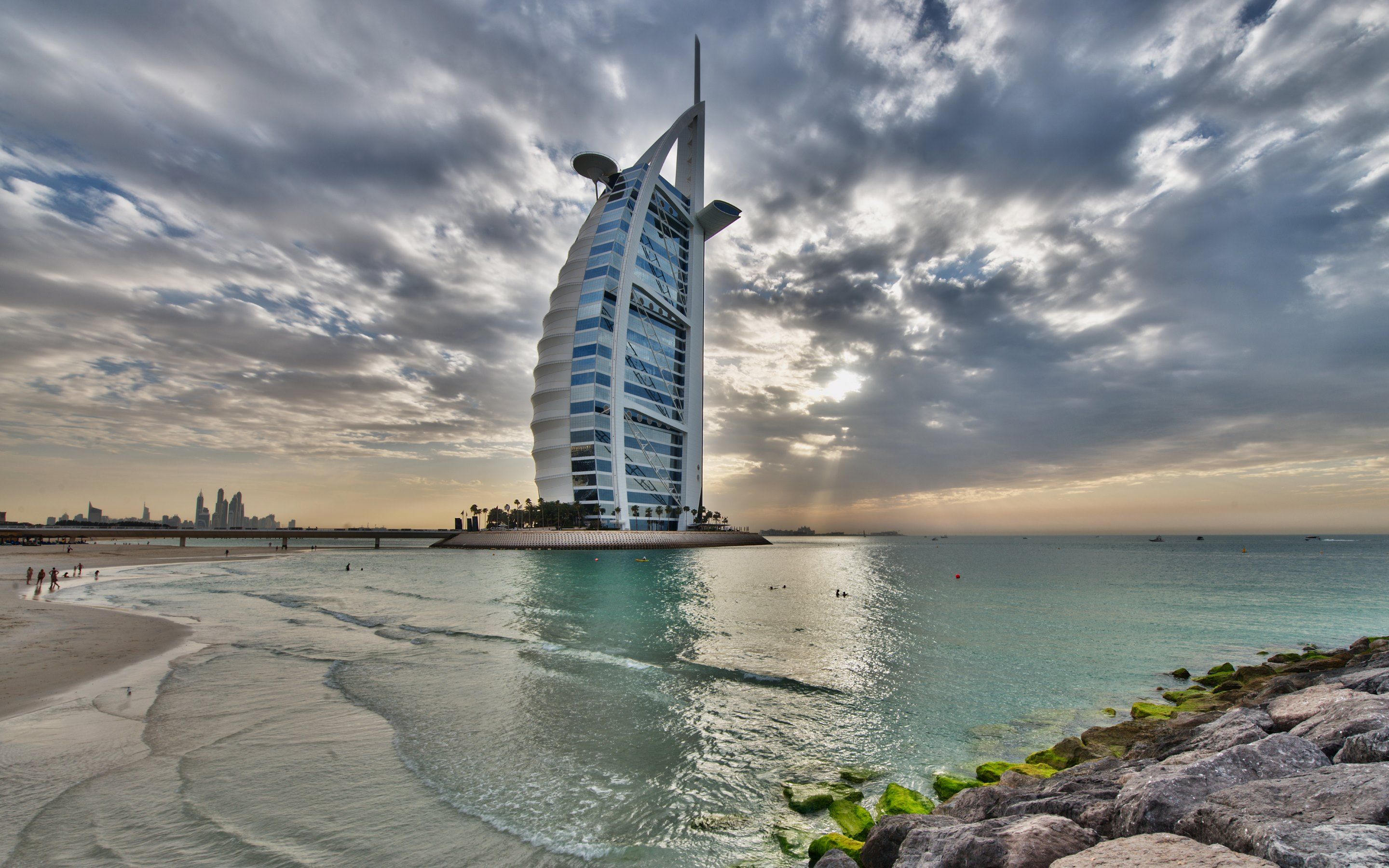 Dubai United Arab Emirates Building Beach Sea Rock 2880x1800