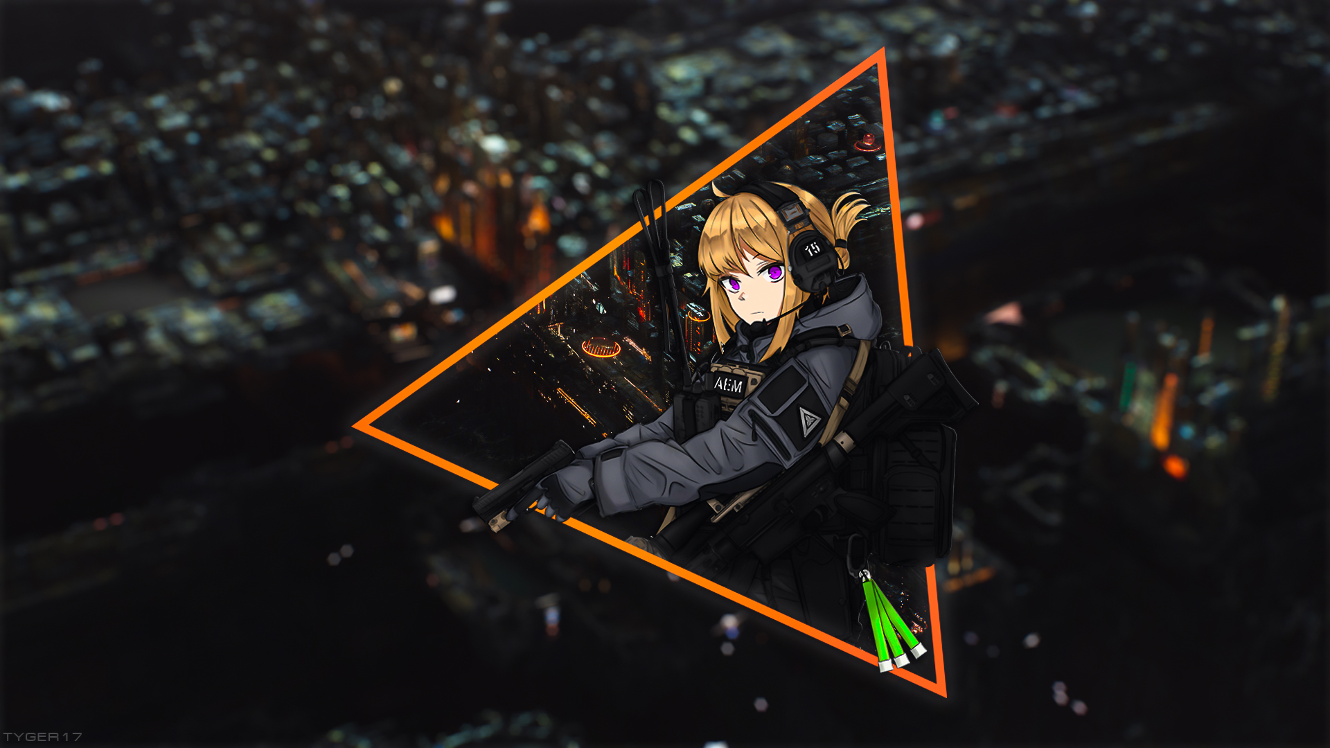 Anime Girls Anime Guns Blonde Picture In Picture Cityscape Triangle Tactical 1920x1080