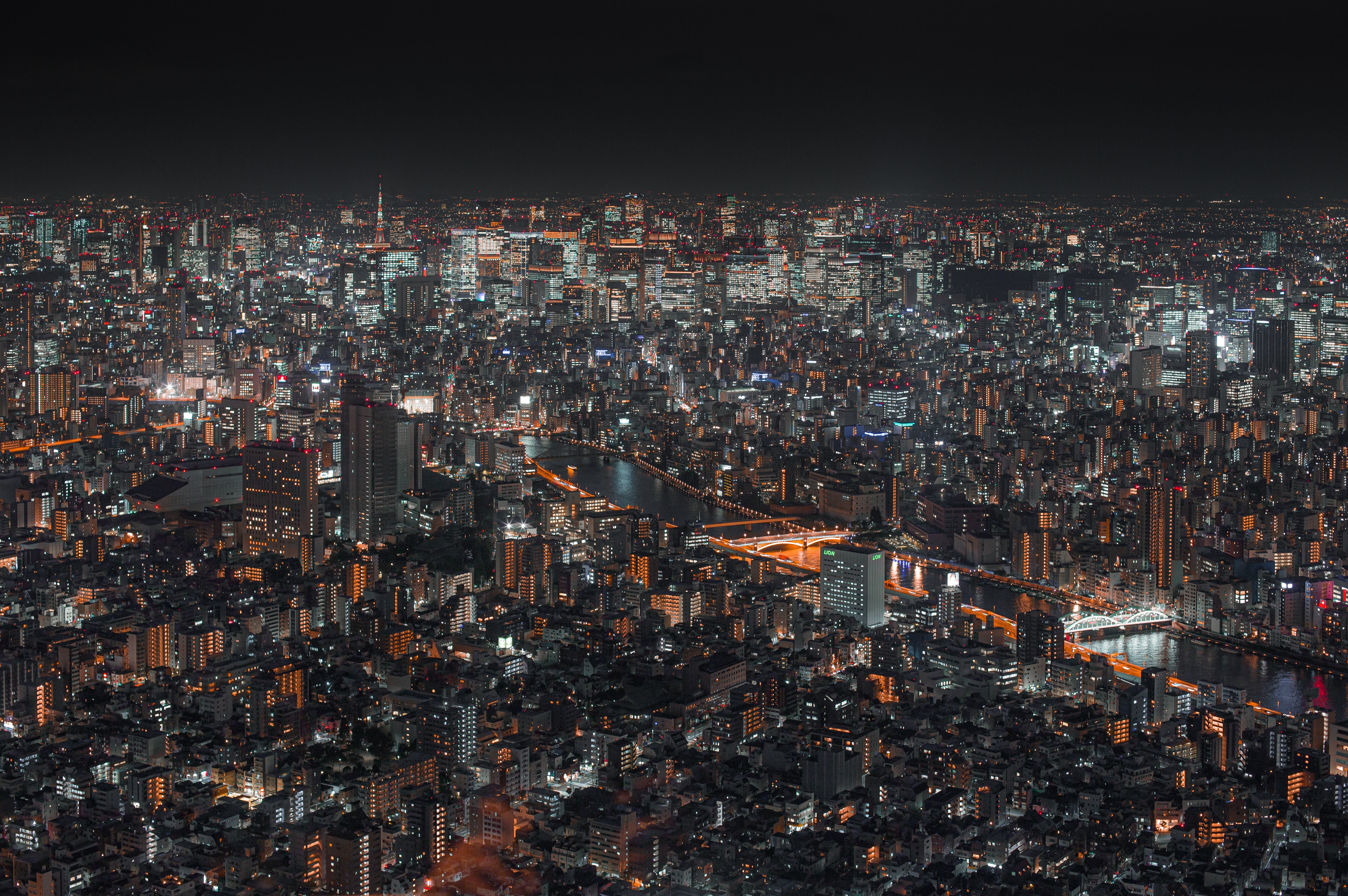 Night Tokyo Prefecture Skyline Tokyo Tower 5301x3524