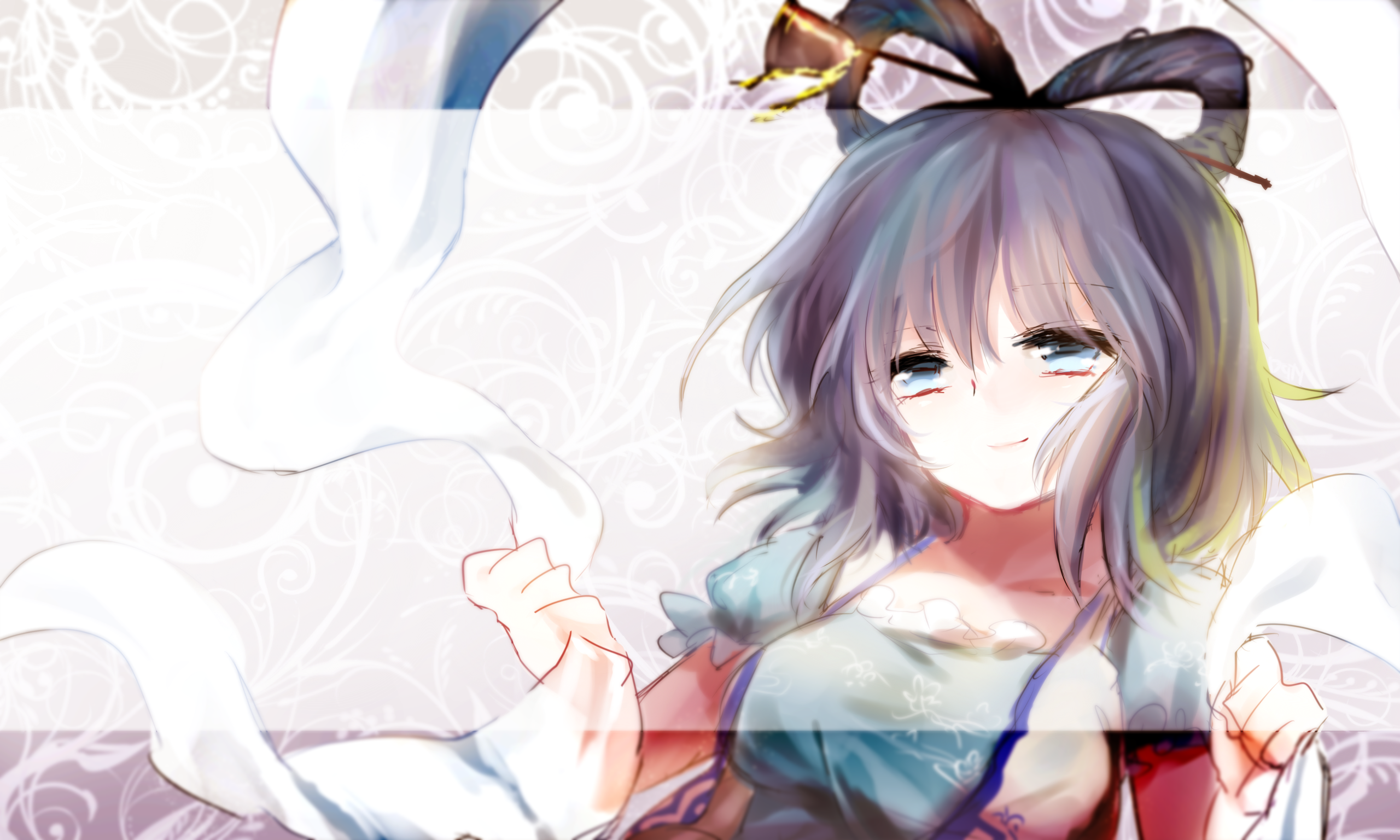 Touhou Ribbon Anime White Background Pixiv Anime Girls 2560x1536