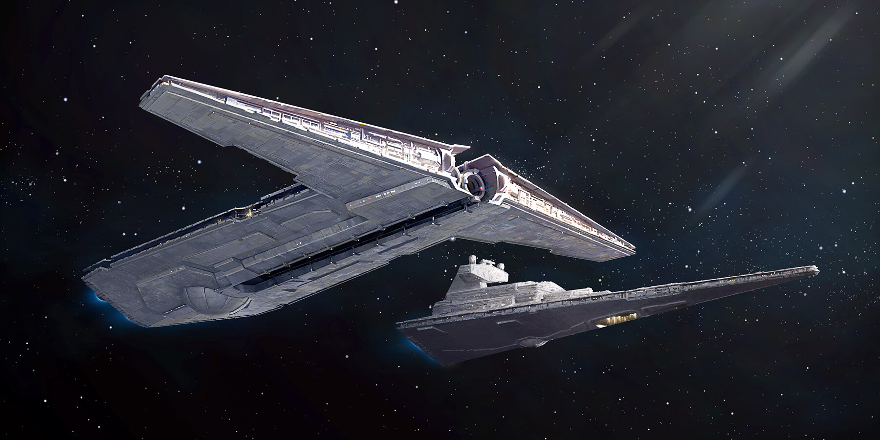 Star Wars Star Wars Ships Vehicle Imperial Forces Star Destroyer Science Fiction Darren Tan Artwork 1800x900