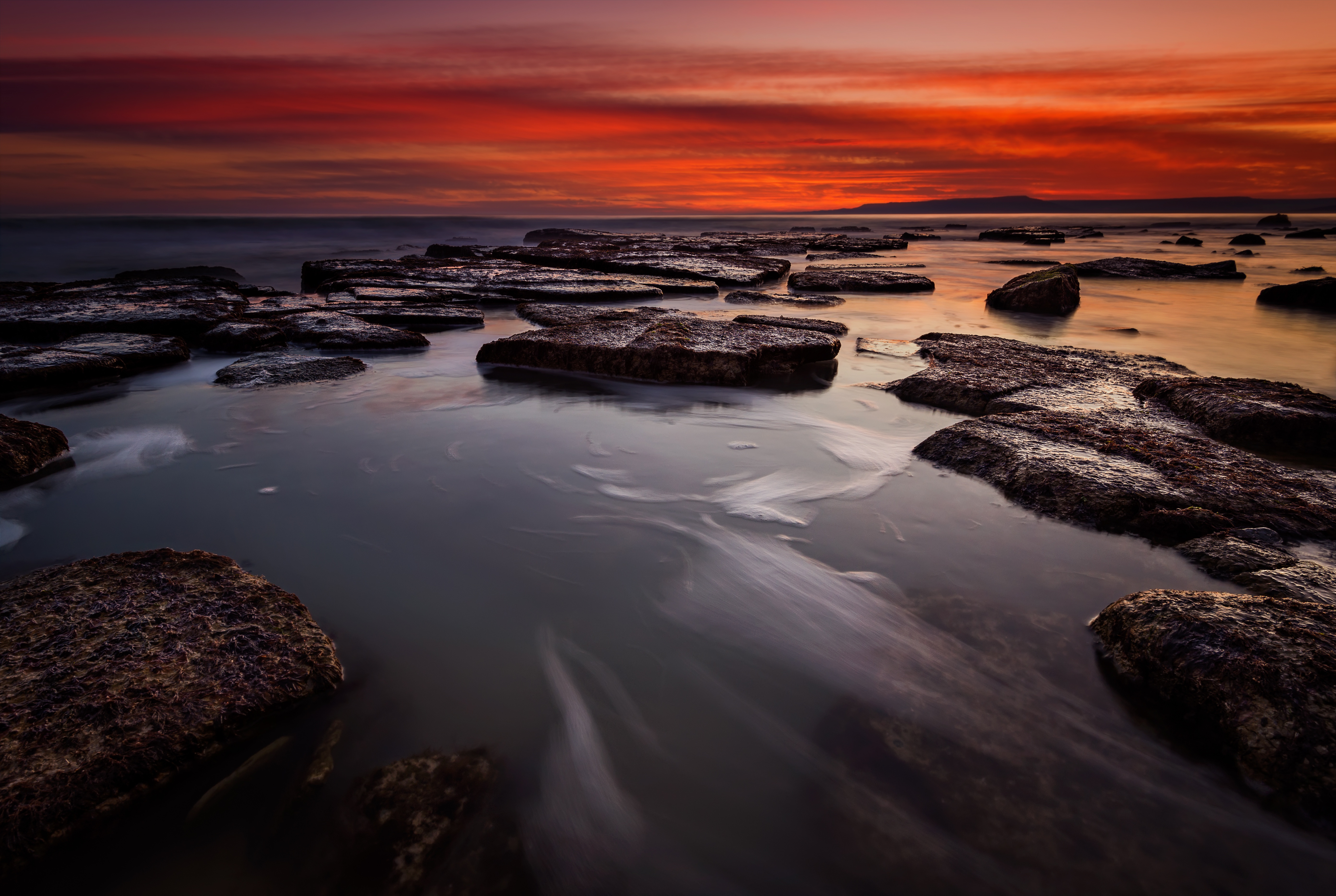 Nature Horizon Sunset Rock Ocean 5569x3735