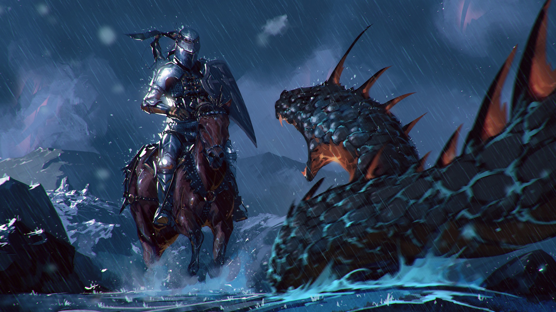 Warrior Armor Rain Horse Creature 1920x1080